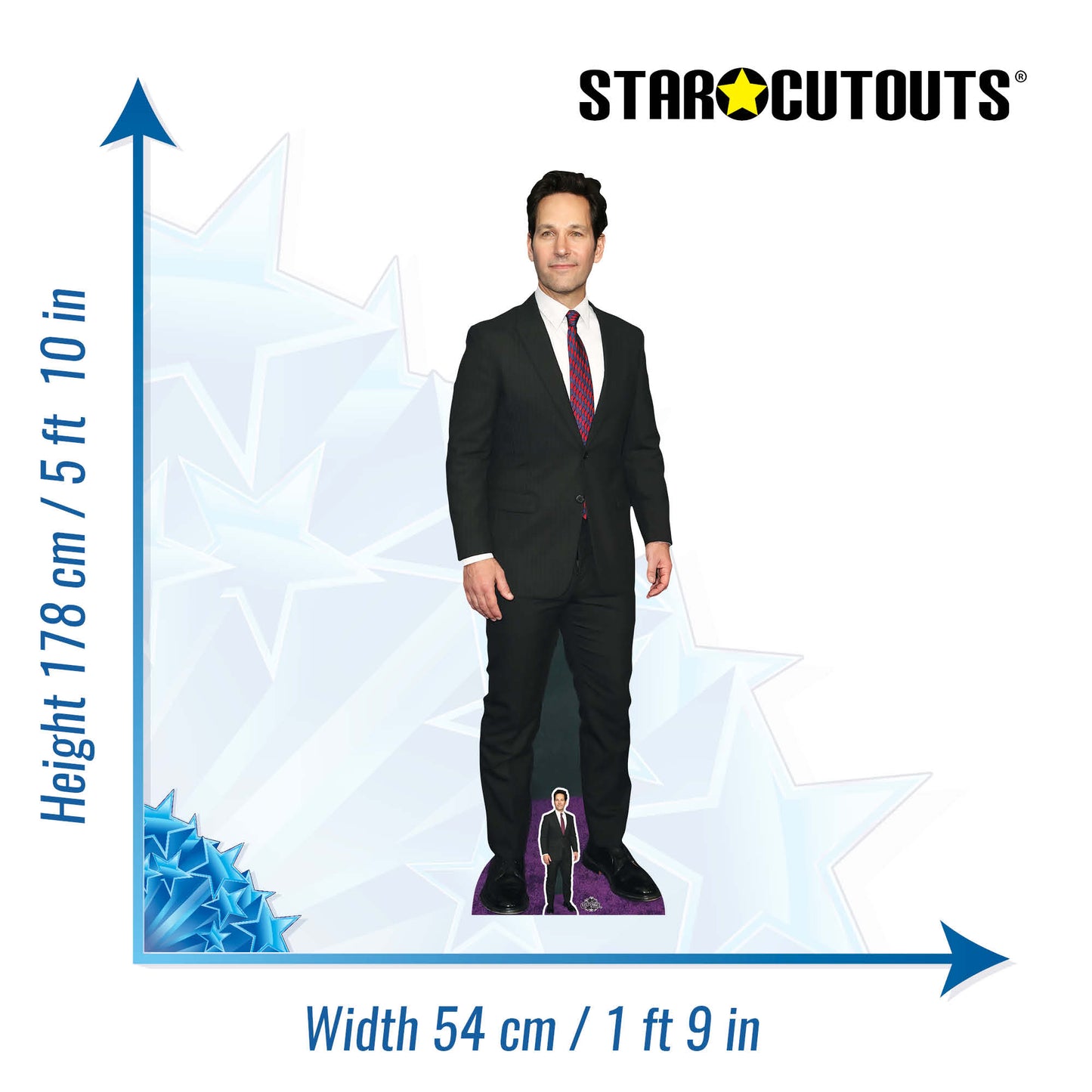 CS937 Paul Rudd Black Suit Height 178cm Lifesize Cardboard Cut Out With Mini