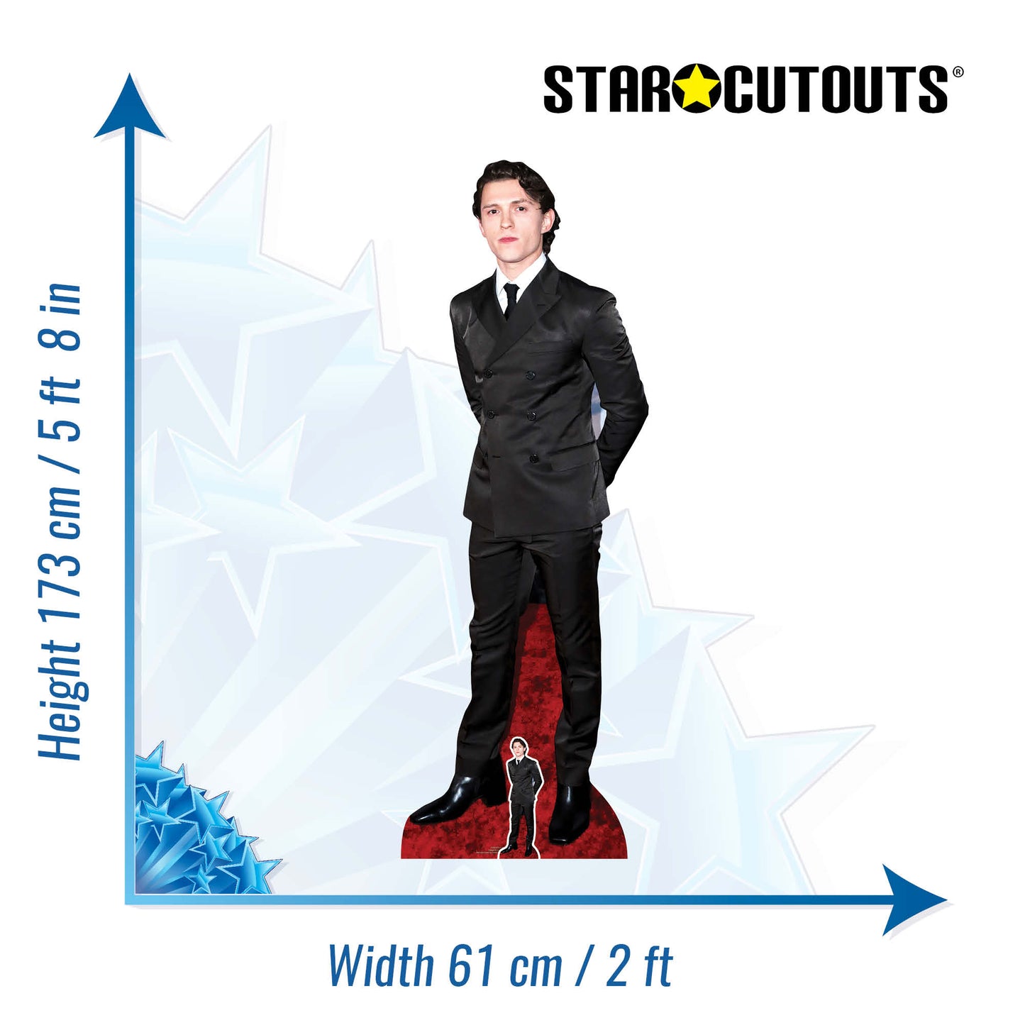 CS939 Tom Holland Smart Black Suit Height 173cm Lifesize Cardboard Cut Out With Mini