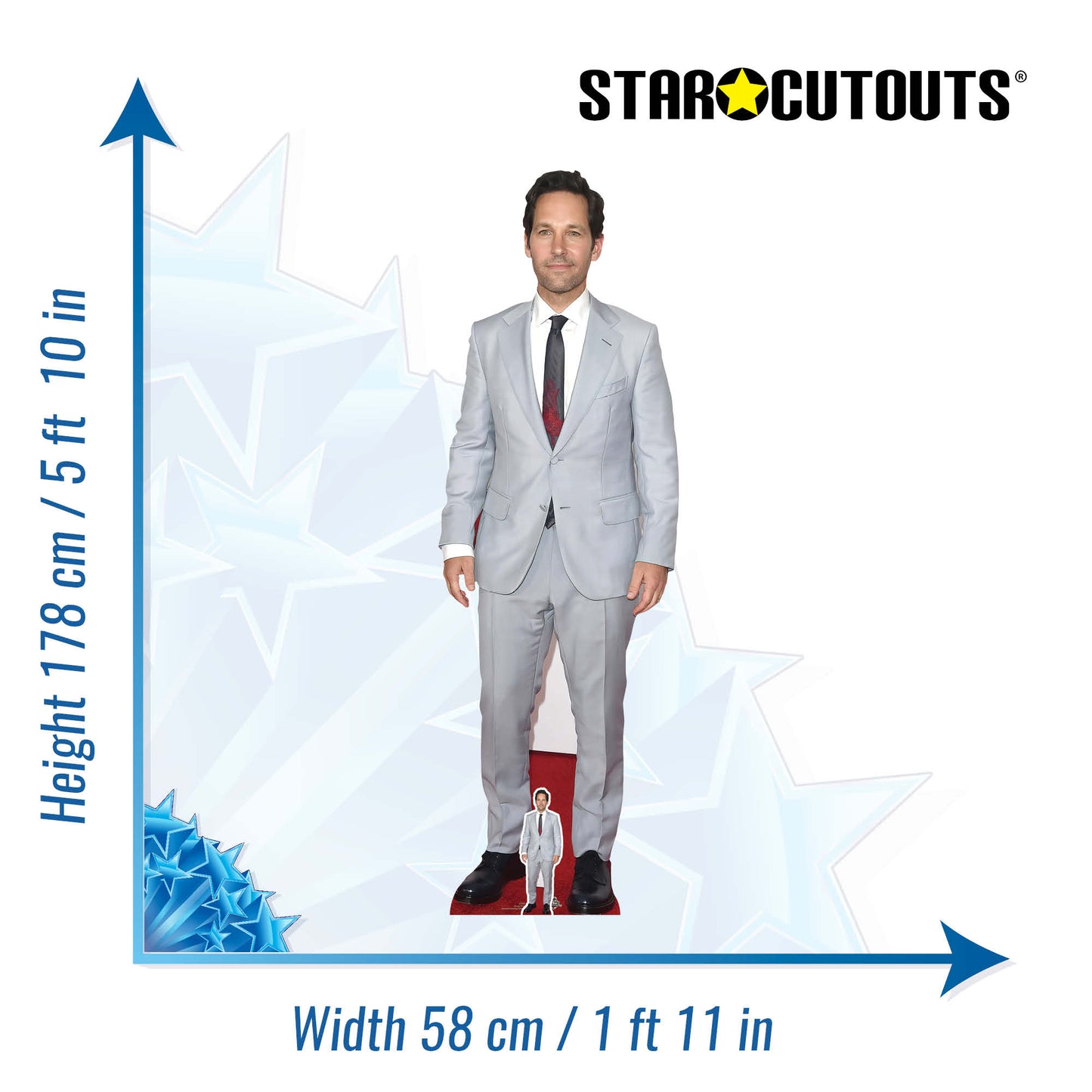 CS950 Paul Rudd Grey Jacket Height 178cm Lifesize Cardboard Cut Out With Mini