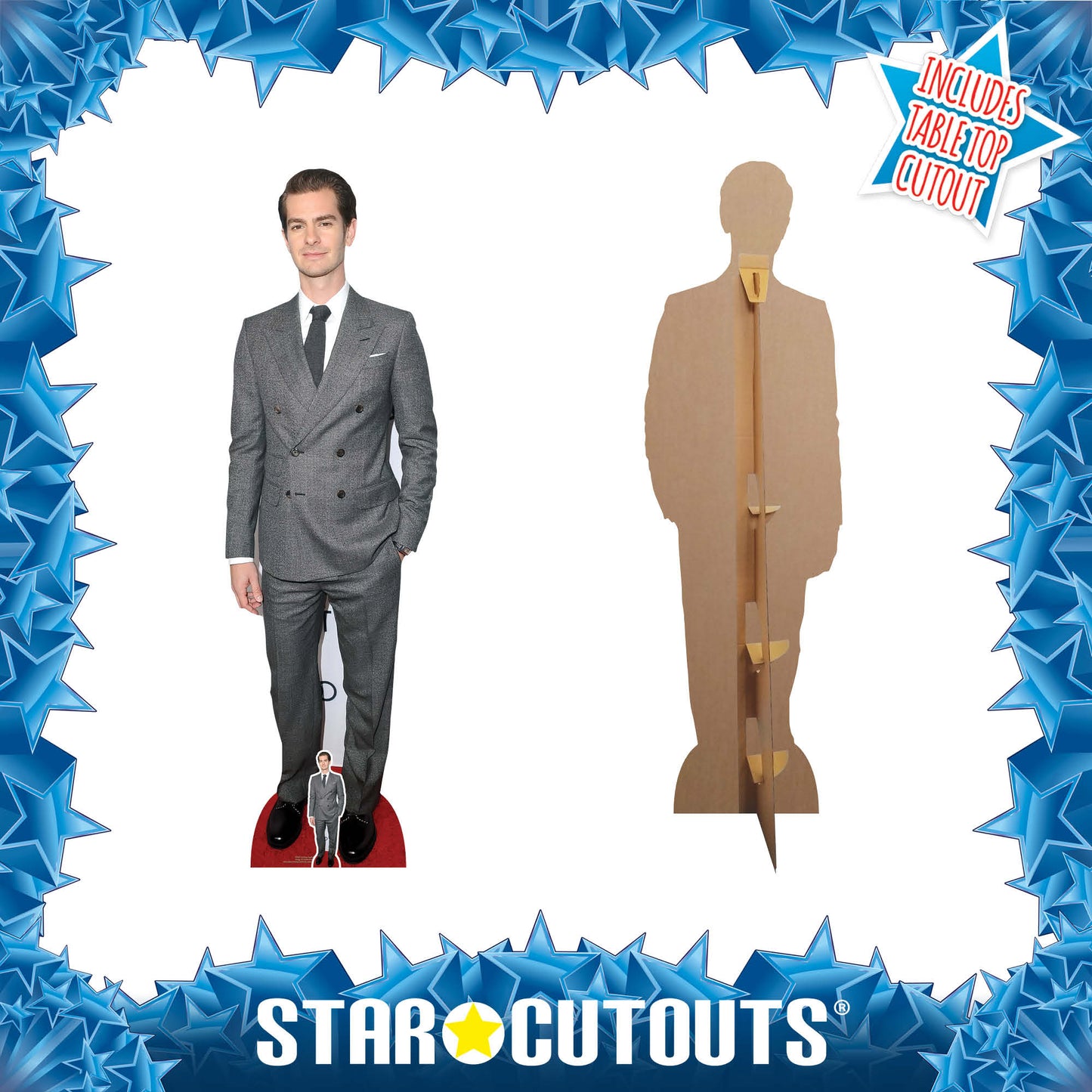 CS957 Andrew Garfield Grey Suit Height 179cm Lifesize Cardboard Cut Out With Mini