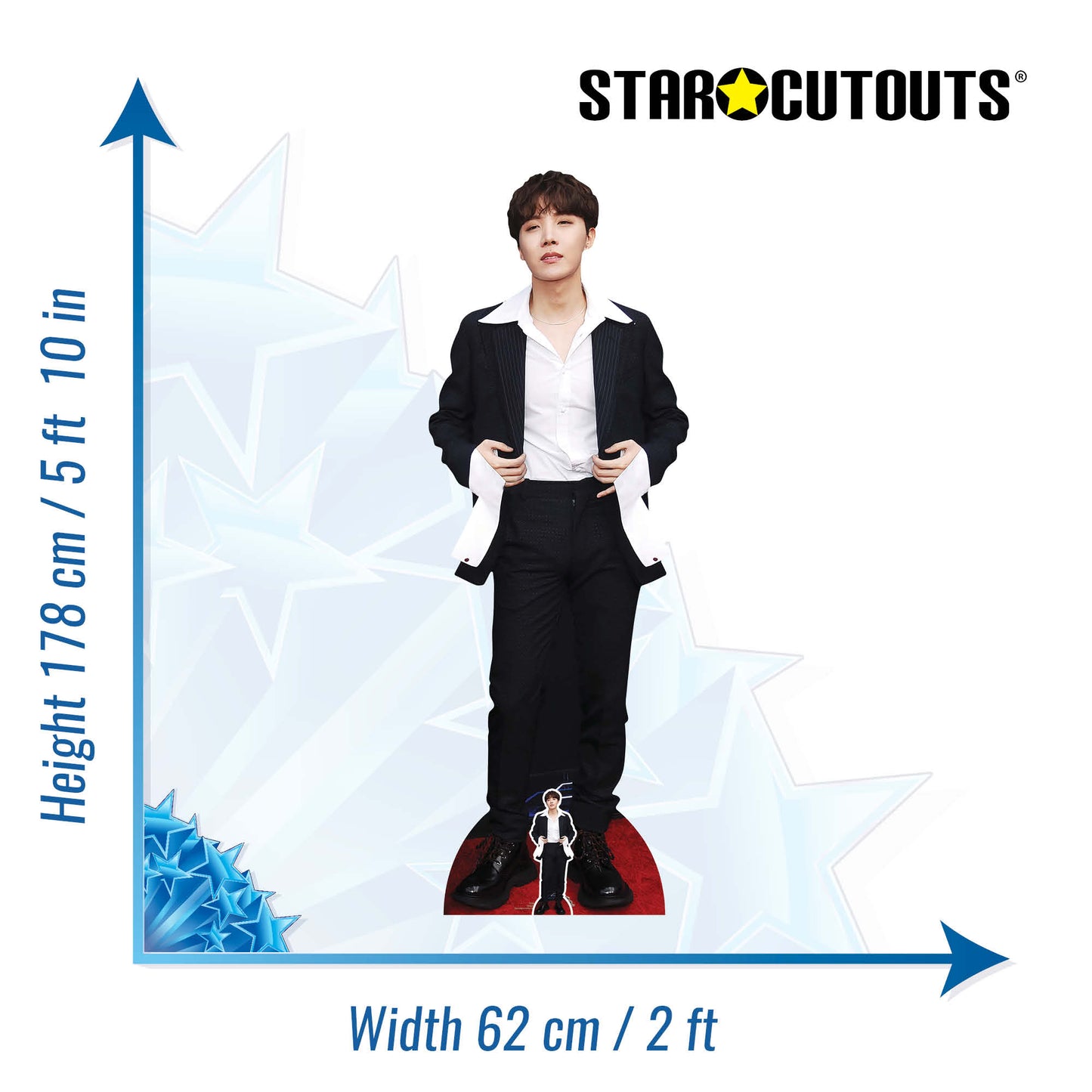 CS961 J-Hope Jung Ho-seok, Bangtan Boys Black Jacket Height 178cm Lifesize Cardboard Cut Out With Mini