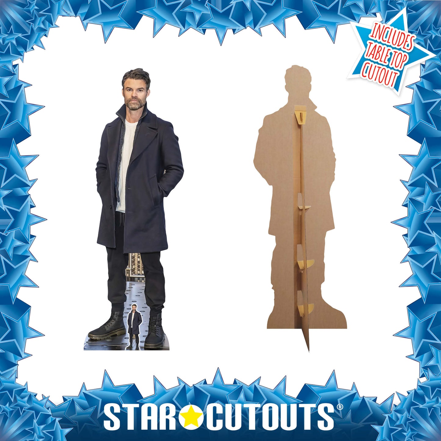 CS966 Daniel Gillies Black Coat Height 181cm Lifesize Cardboard Cut Out With Mini