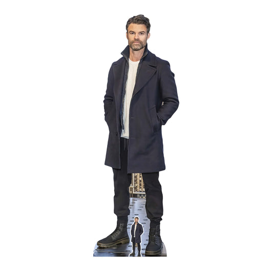 CS966 Daniel Gillies Black Coat Height 181cm Lifesize Cardboard Cut Out With Mini