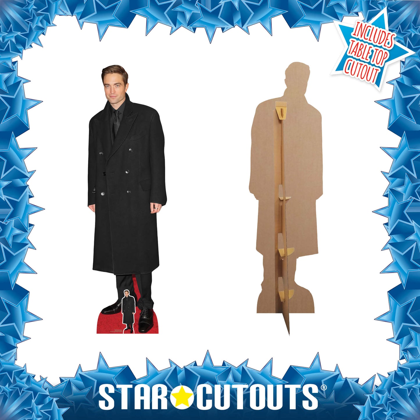 CS967 Robert Pattinson Long Black Coat Height 185cm Lifesize Cardboard Cut Out With Mini