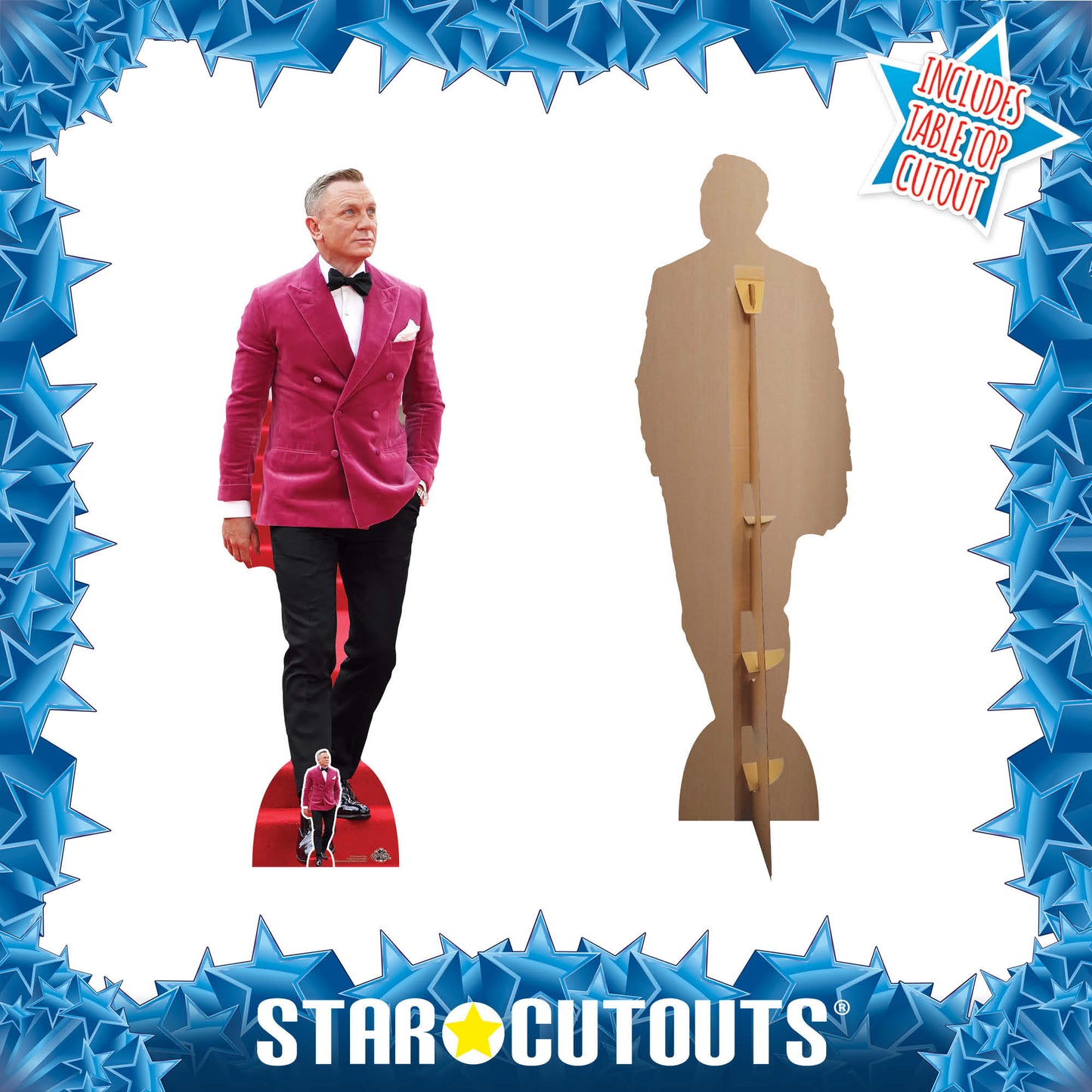 CS970 Daniel Craig Red Velvet Jacket Height 179cm Lifesize Cardboard Cut Out With Mini