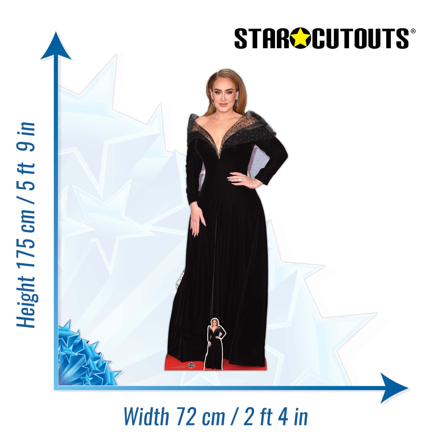 CS971 Adele Black Dress Height 175cm Lifesize Cardboard Cut Out With Mini