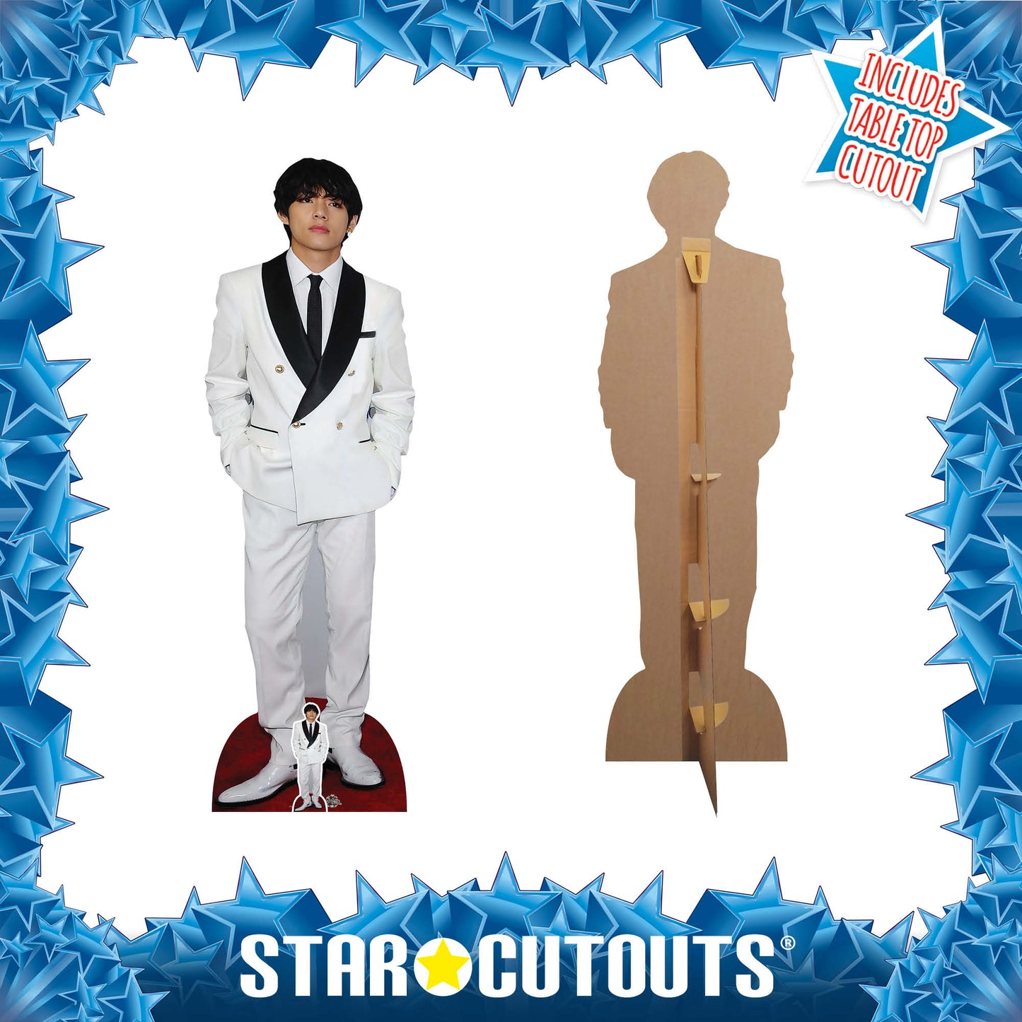 CS972 V Bangtan Boys White Jacket Kim Tae-hyung Height 180cm Lifesize Cardboard Cut Out With Mini