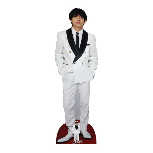 CS972 V Bangtan Boys White Jacket Kim Tae-hyung Height 180cm Lifesize Cardboard Cut Out With Mini