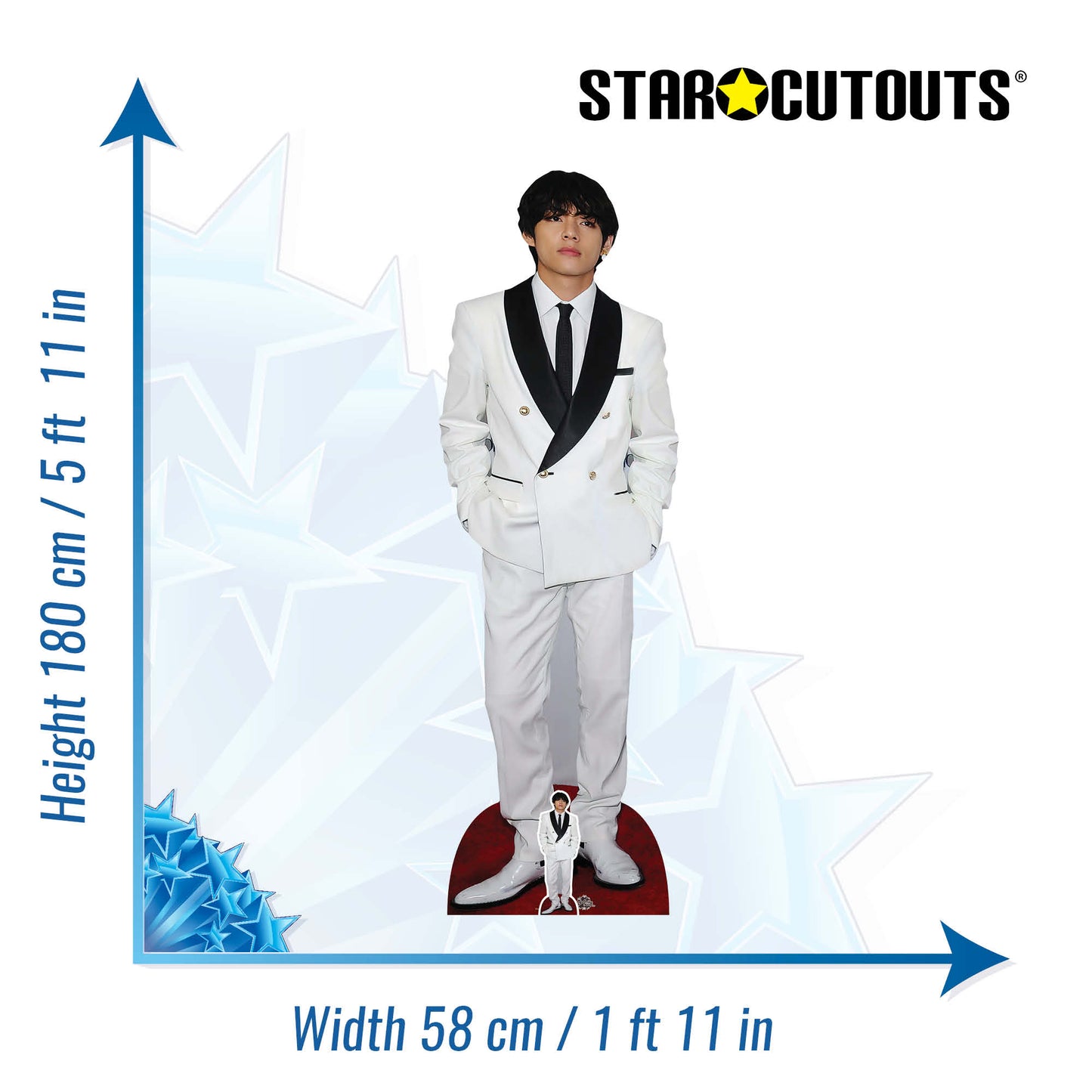 CS972 V Bangtan Boys White Jacket Kim Tae-hyung Height 180cm Lifesize Cardboard Cut Out With Mini