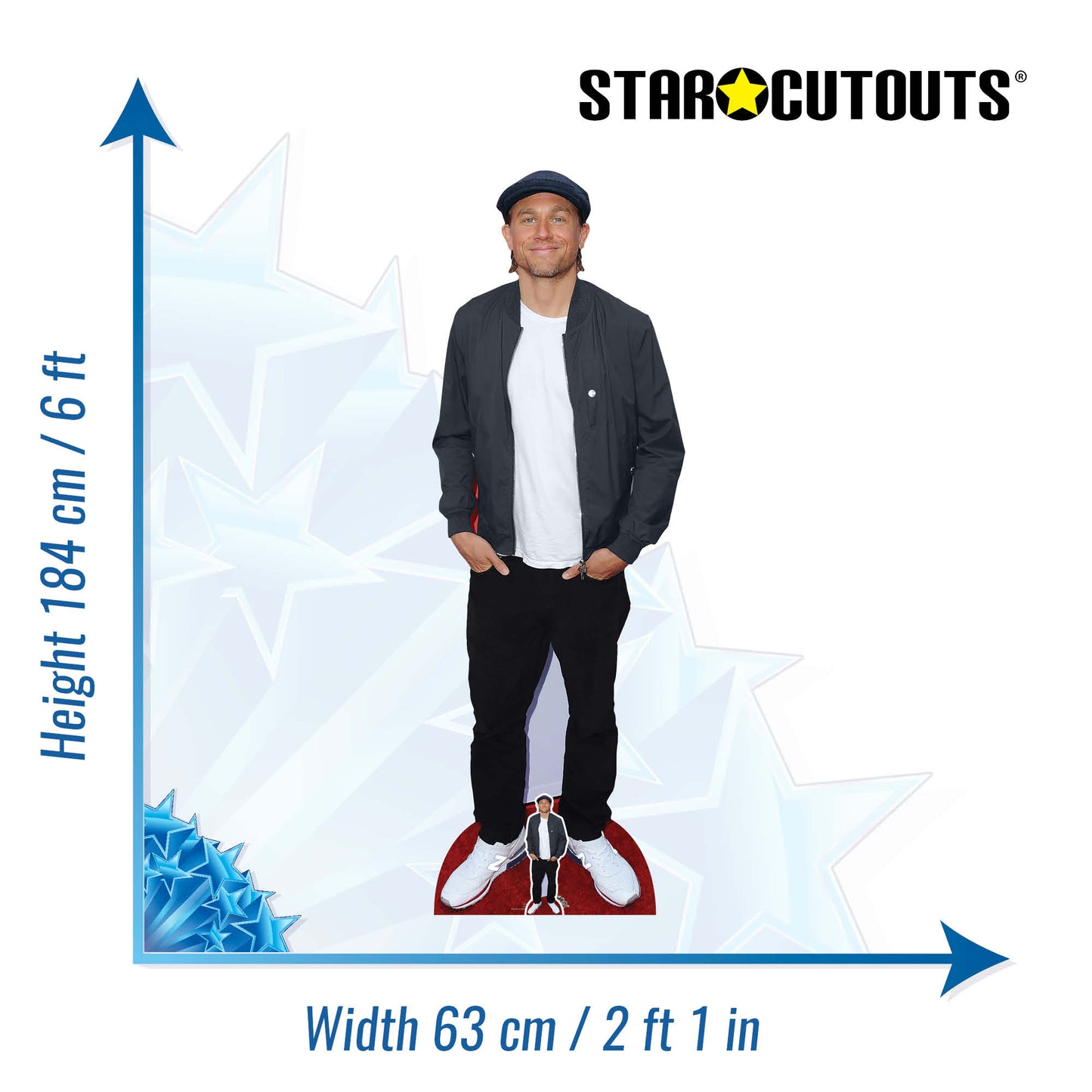 CS975 Charlie Hunnam Height 184cm Lifesize Cardboard Cut Out With Mini