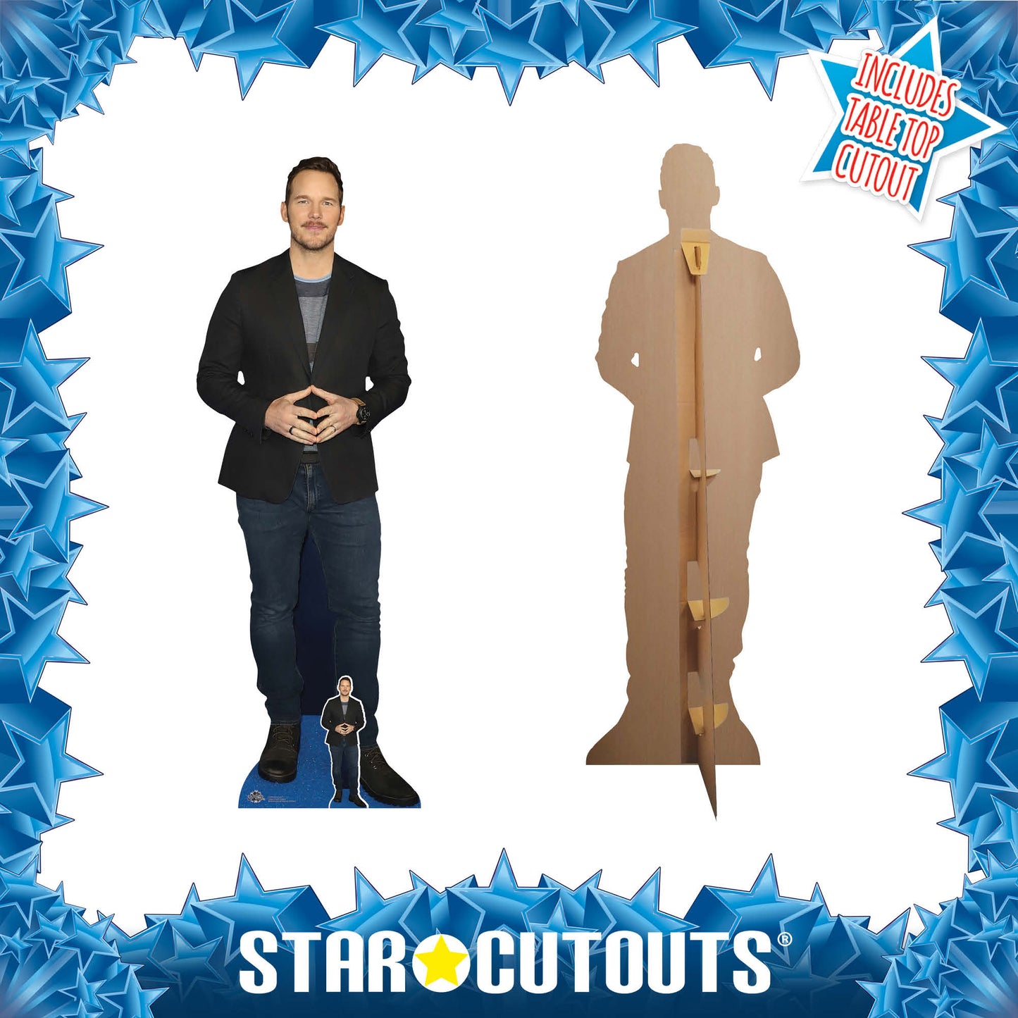 CS980 Chris Pratt Black Jacket Height 189cm Lifesize Cardboard Cut Out With Mini