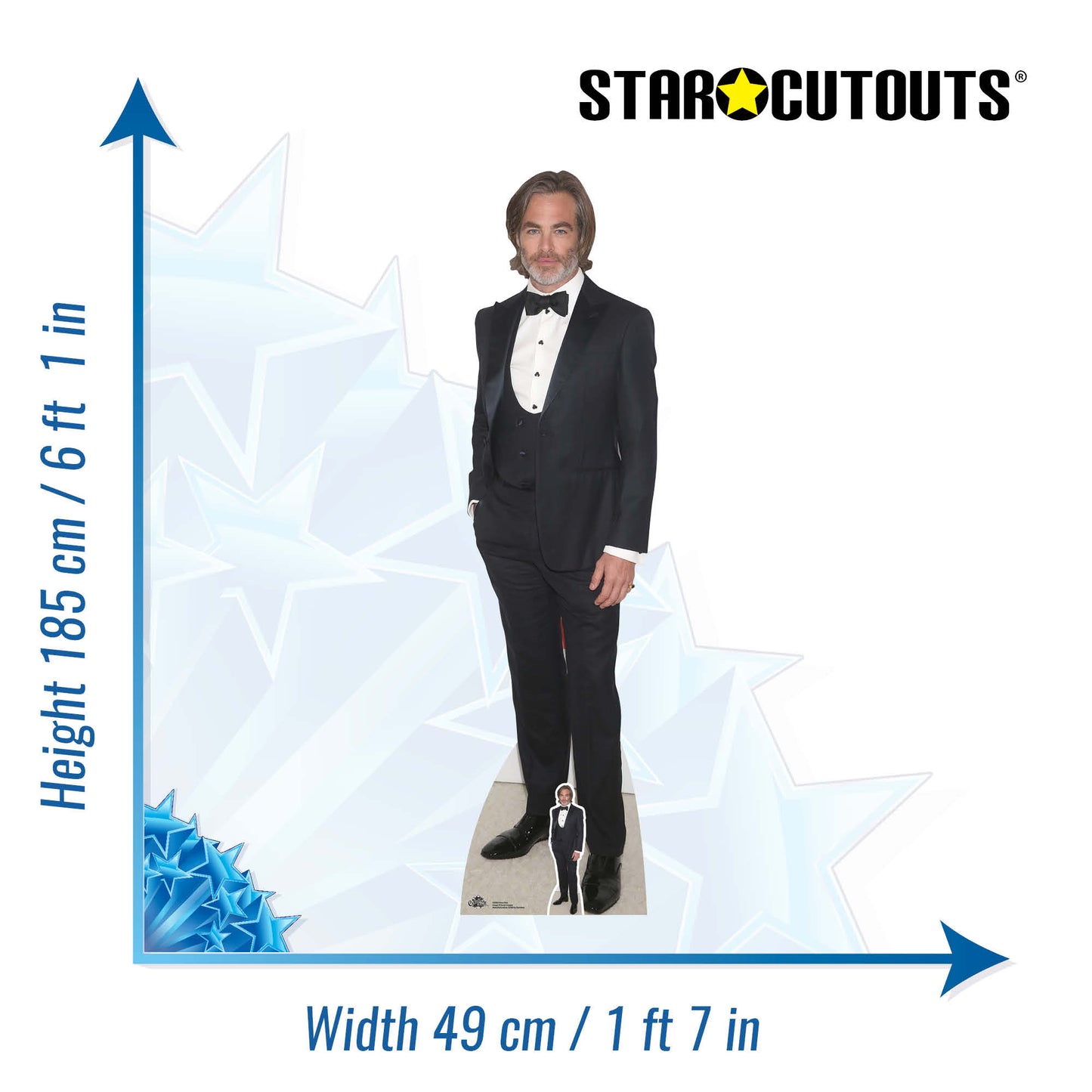 CS982 Chris Pine Height 185cm Lifesize Cardboard Cut Out With Mini