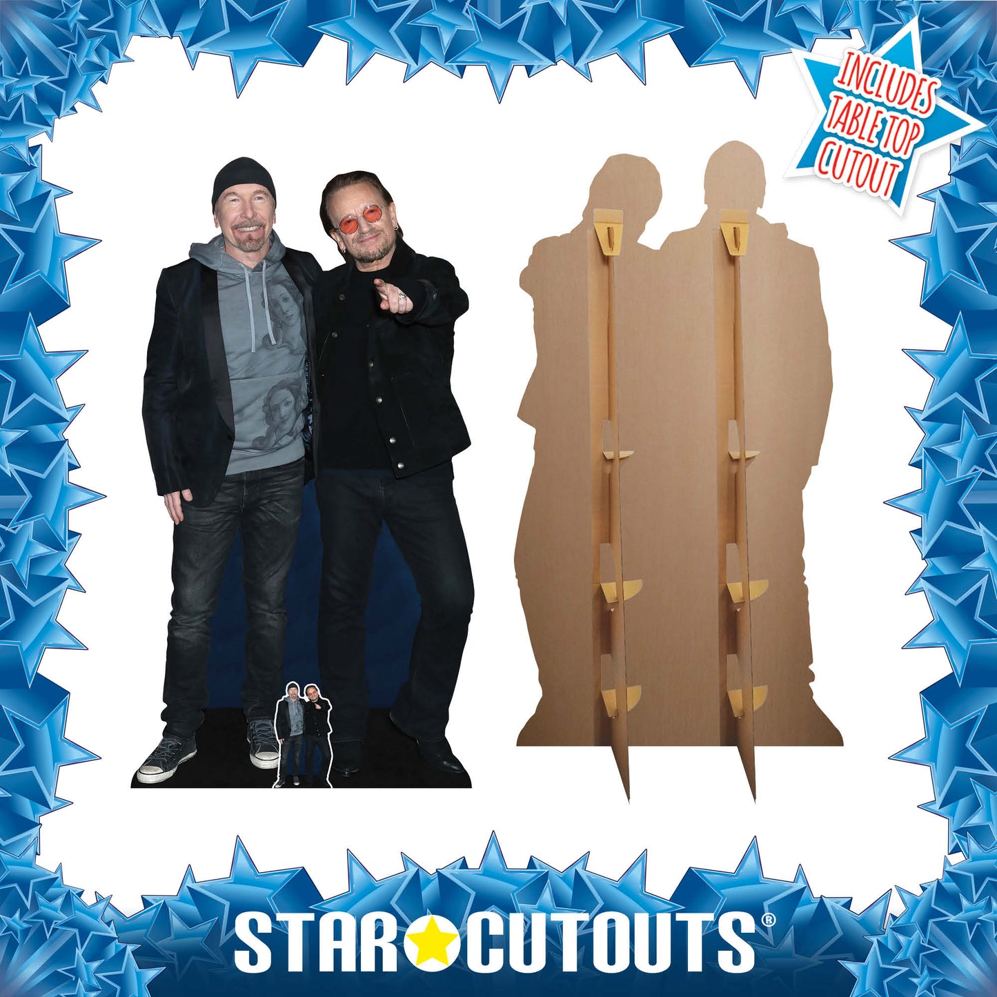 CS991 Bono and Edge Height 178cm Lifesize Cardboard Cut Out With Mini