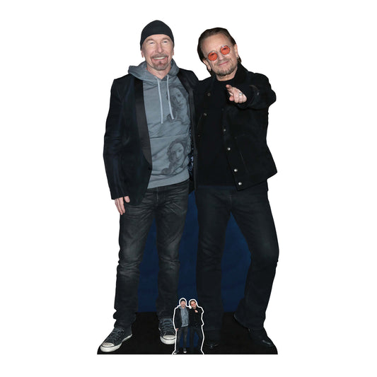 CS991 Bono and Edge Height 178cm Lifesize Cardboard Cut Out With Mini