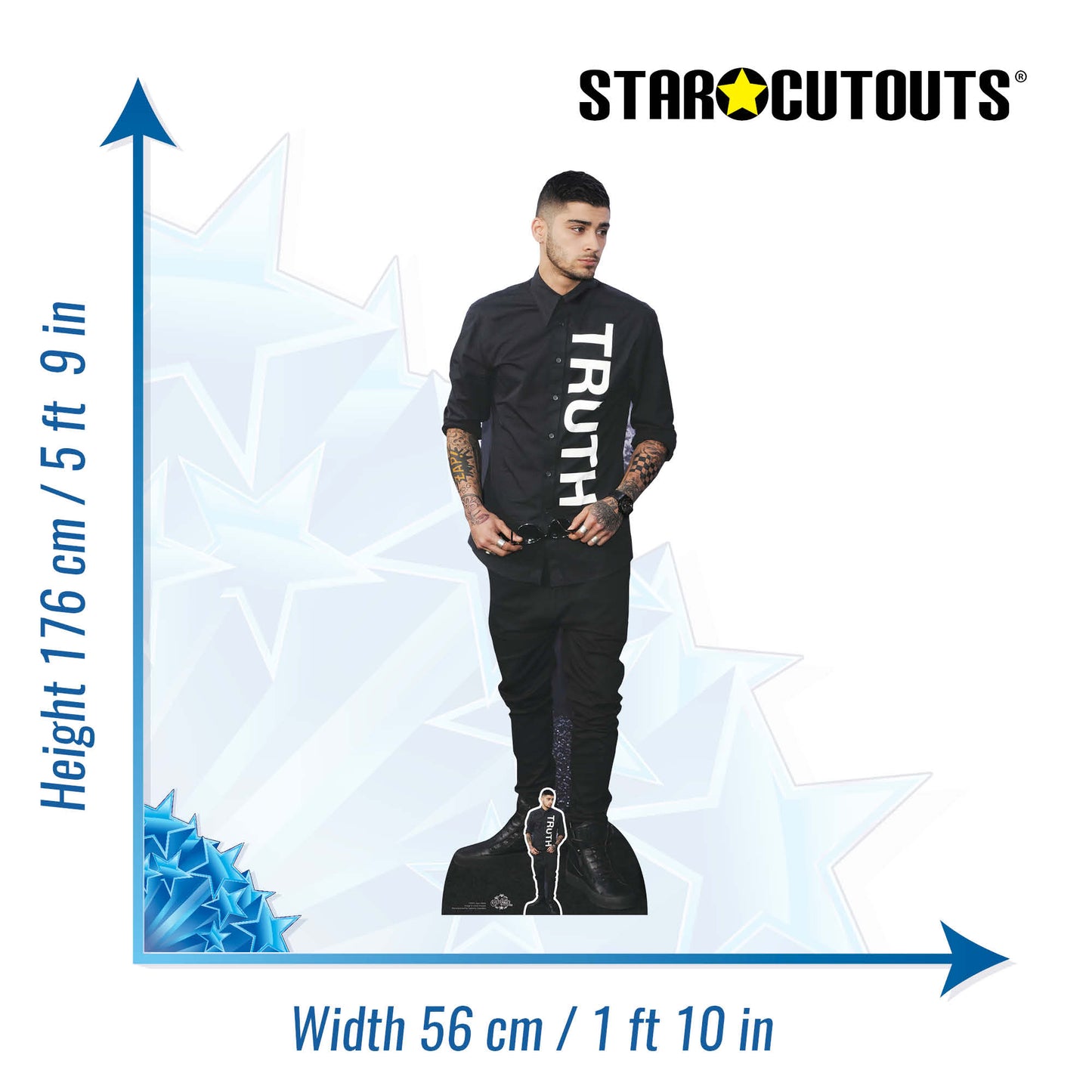 CS997 Zayn Malik Black Outift Height 176cm Lifesize Cardboard Cut Out With Mini