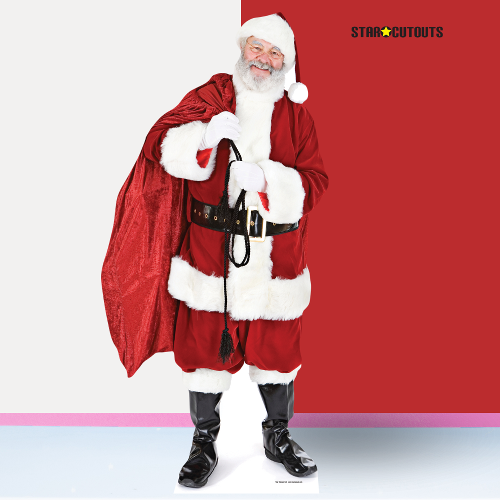 SC014 Santa Claus Father Christmas with Sack of Toys Cardboard Cut Out Height 188cm