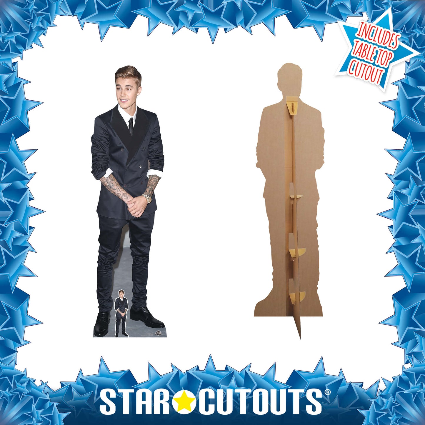 SC1152 Justin Bieber Smart Suit and Smile Lifesize Cardboard Cutout With Mini Height 177cm