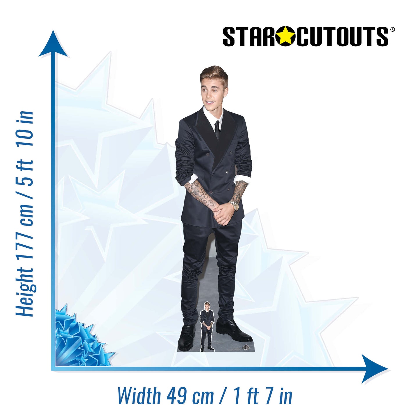 SC1152 Justin Bieber Smart Suit and Smile Lifesize Cardboard Cutout With Mini Height 177cm