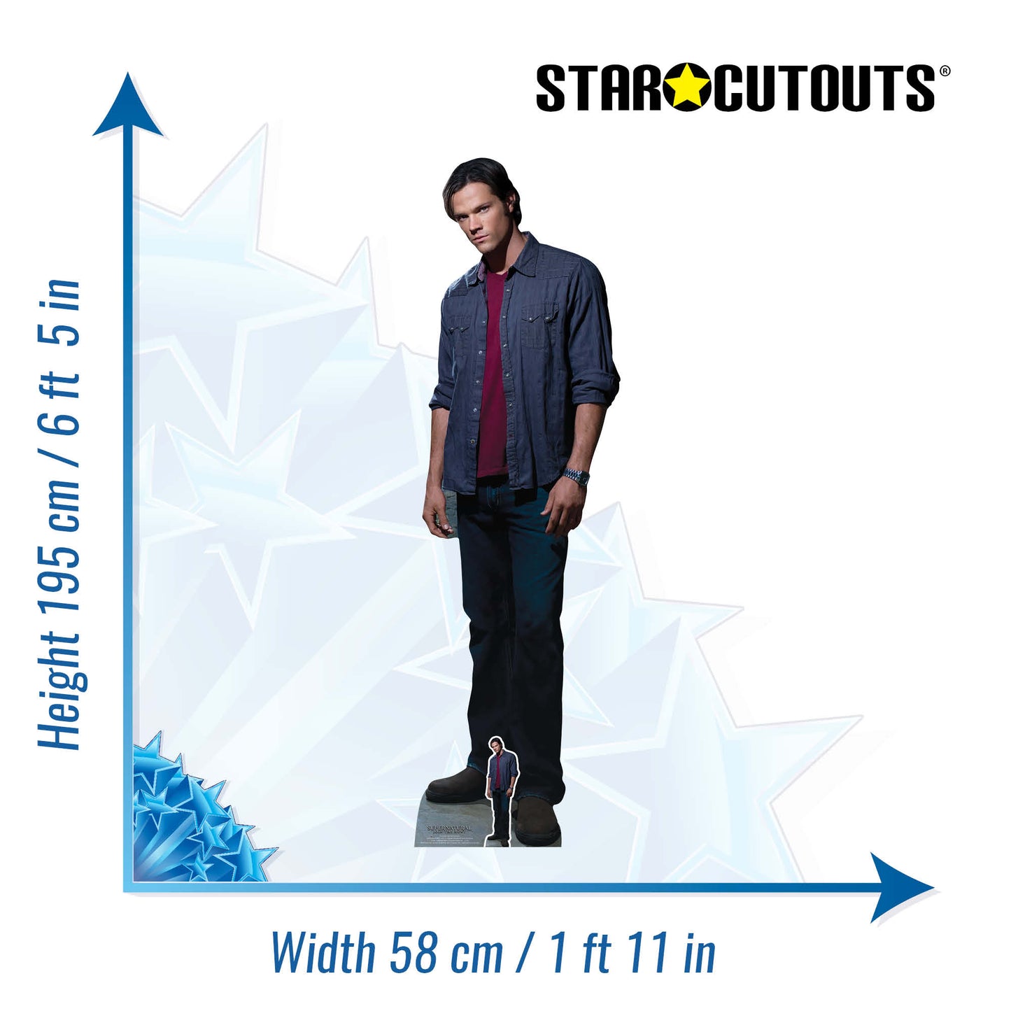 SC1350 Sam Winchester Red Shirt (Jared Padalecki Supernatural) Cardboard Cut Out Height 195cm