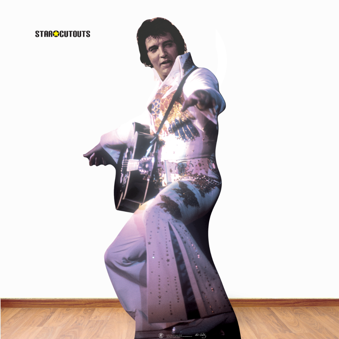 SC231 Elvis in White Jump Suit Cardboard Cut Out Height 155cm