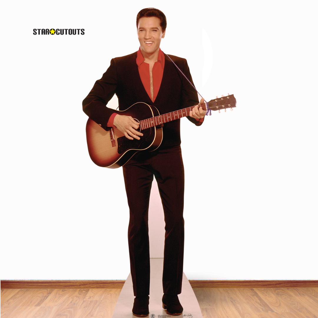 SC241 Elvis Presley Red Shirt and Guitar Cardboard Cut Out Height 180cm