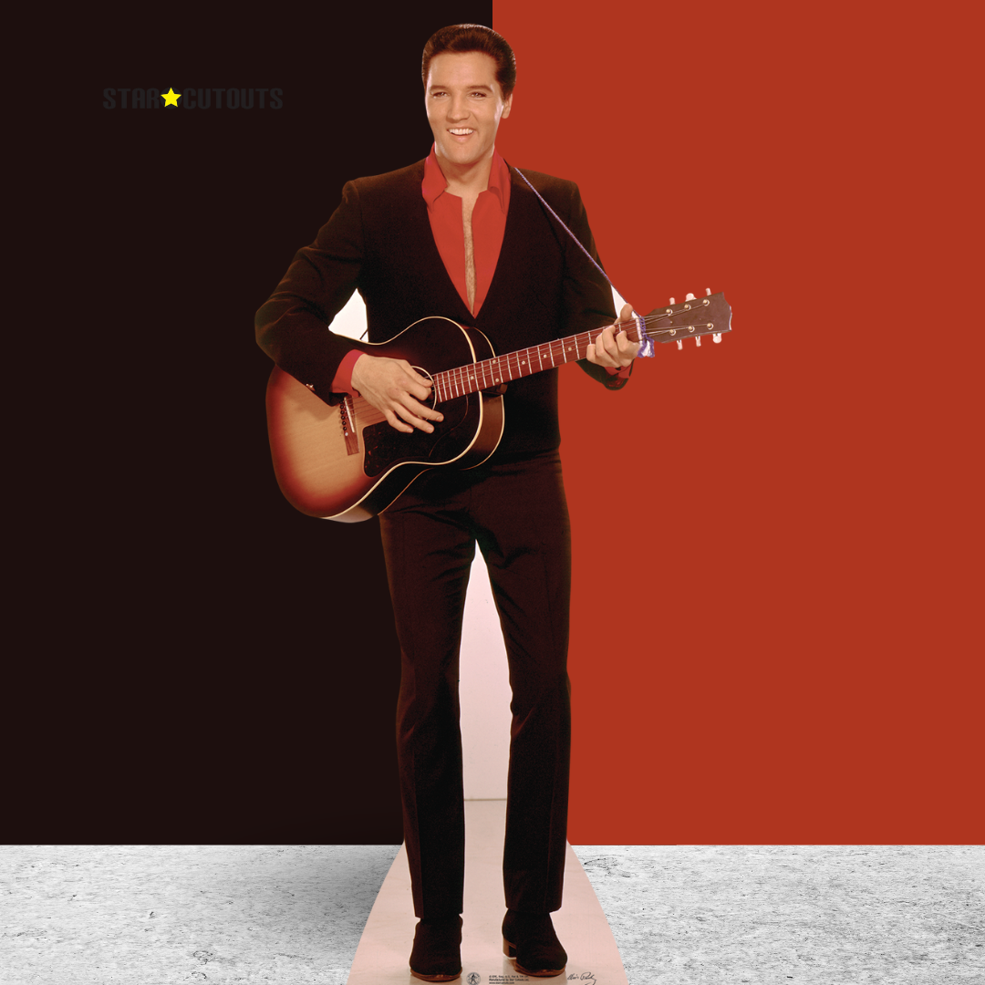 SC241 Elvis Presley Red Shirt and Guitar Cardboard Cut Out Height 180cm