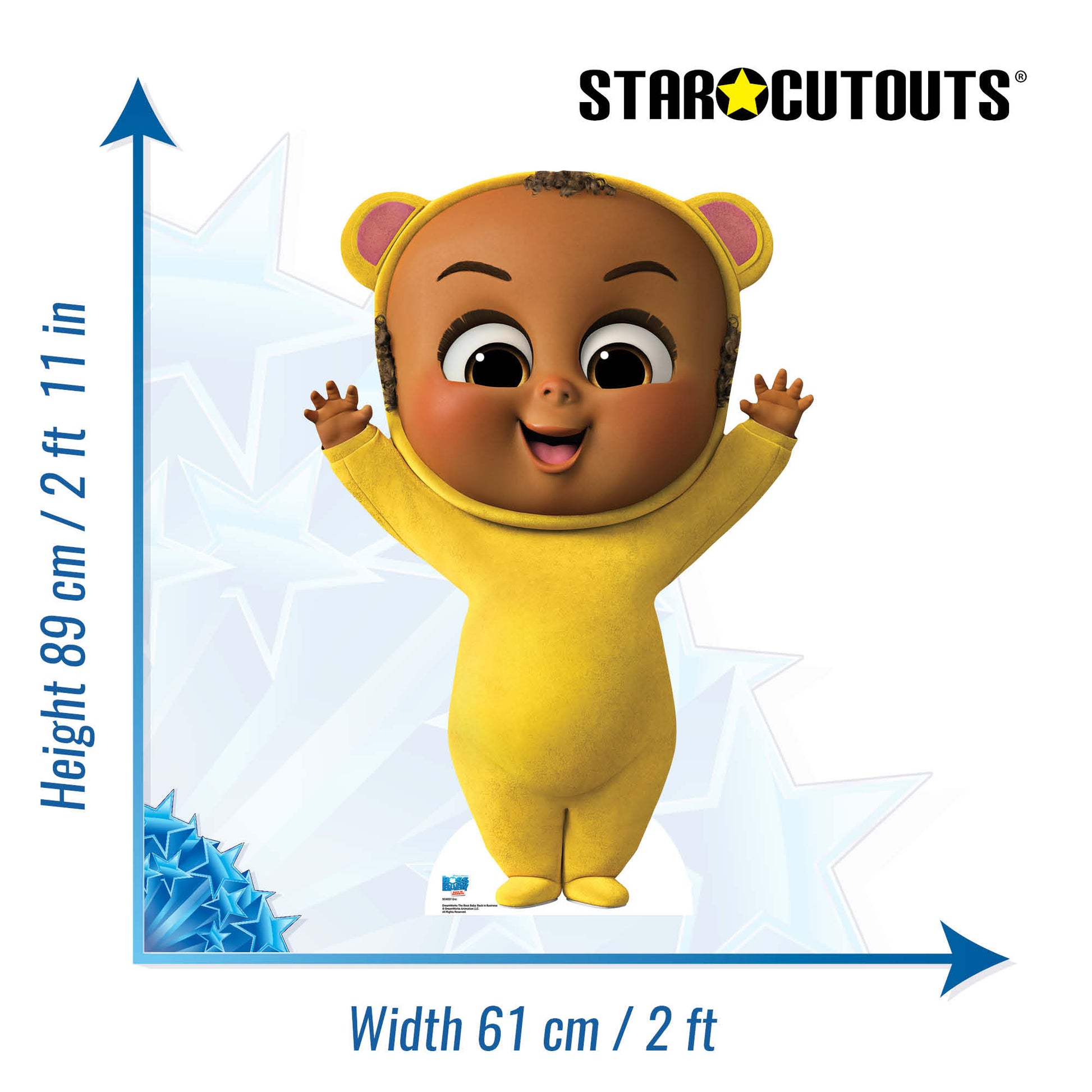 SC4037 Eric Yellow Bear Jumpsuit Cardboard Cut Out Height 89cm - Star Cutouts