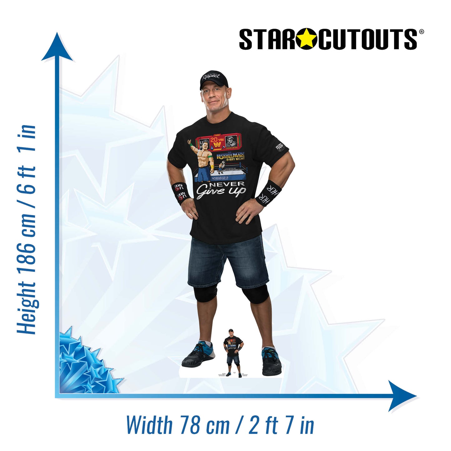 SC4158 John Cena Black Outfit WWE Cardboard Cut Out Height 186cm