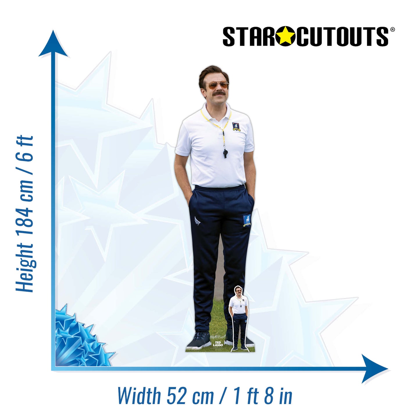 SC4221 Ted Lasso Football Manager Jason Sudeikis Cardboard Cut Out Height 184cm