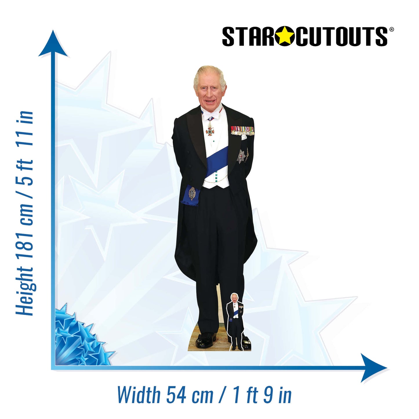 SC4231 King Charles with Medals Cardboard Cut Out Height 181cm