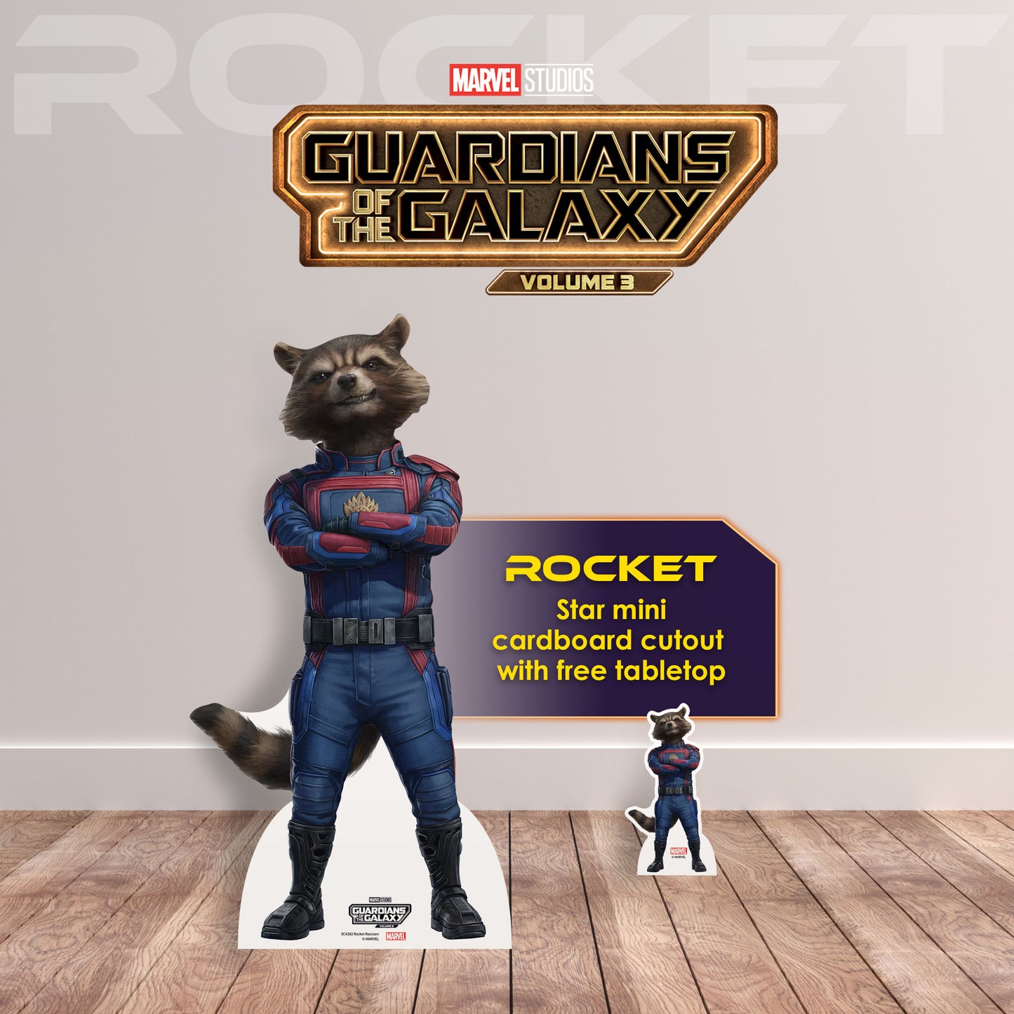 SC4282 Rocket Raccoon Guardians of the Galaxy Three Marvel Lifesize Cardboard Cut Out With Mini Height 95cm