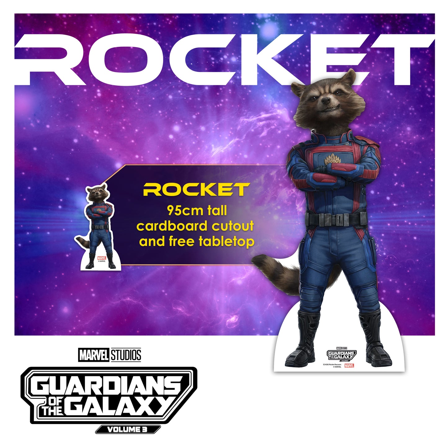 SC4282 Rocket Raccoon Guardians of the Galaxy Three Marvel Lifesize Cardboard Cut Out With Mini Height 95cm