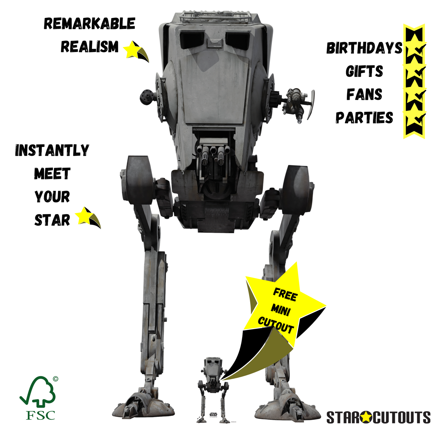 SC4289 AT ST Star Wars All Terrain Scout Cardboard Cut Out Height 185cm