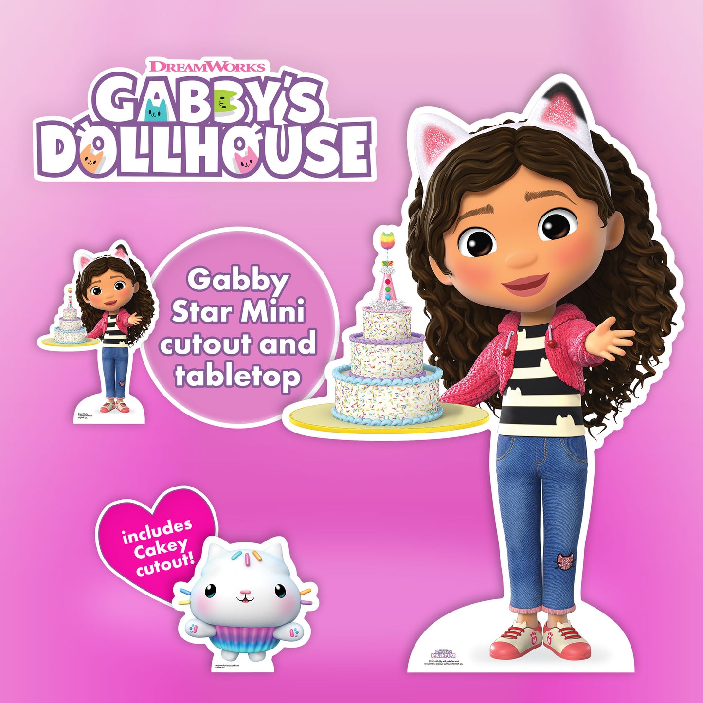 SC4316 Gabby with Cake Gabby's Dollhouse Star Mini Cardboard Cut Out Height 95cm