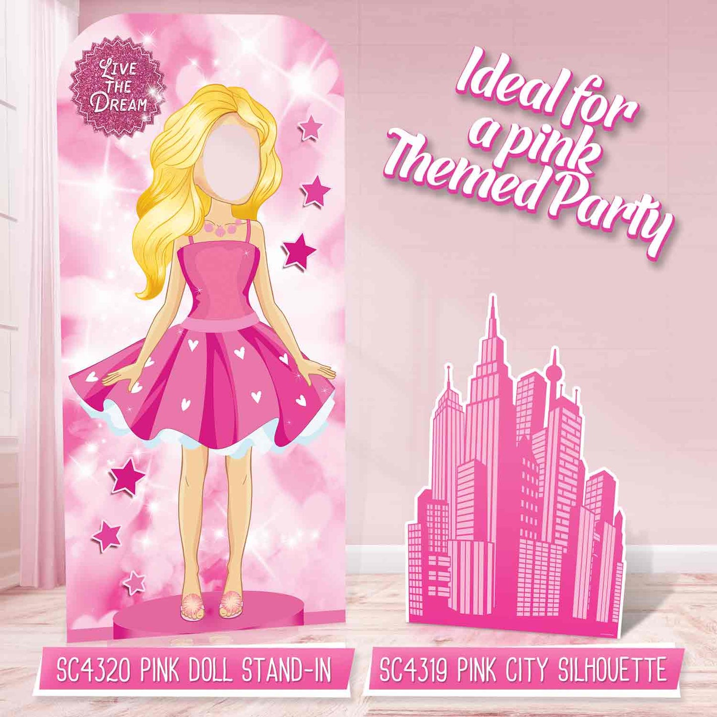 SC4319 Pink City Printed Silhouette Cardboard Cut Out Height 133cm