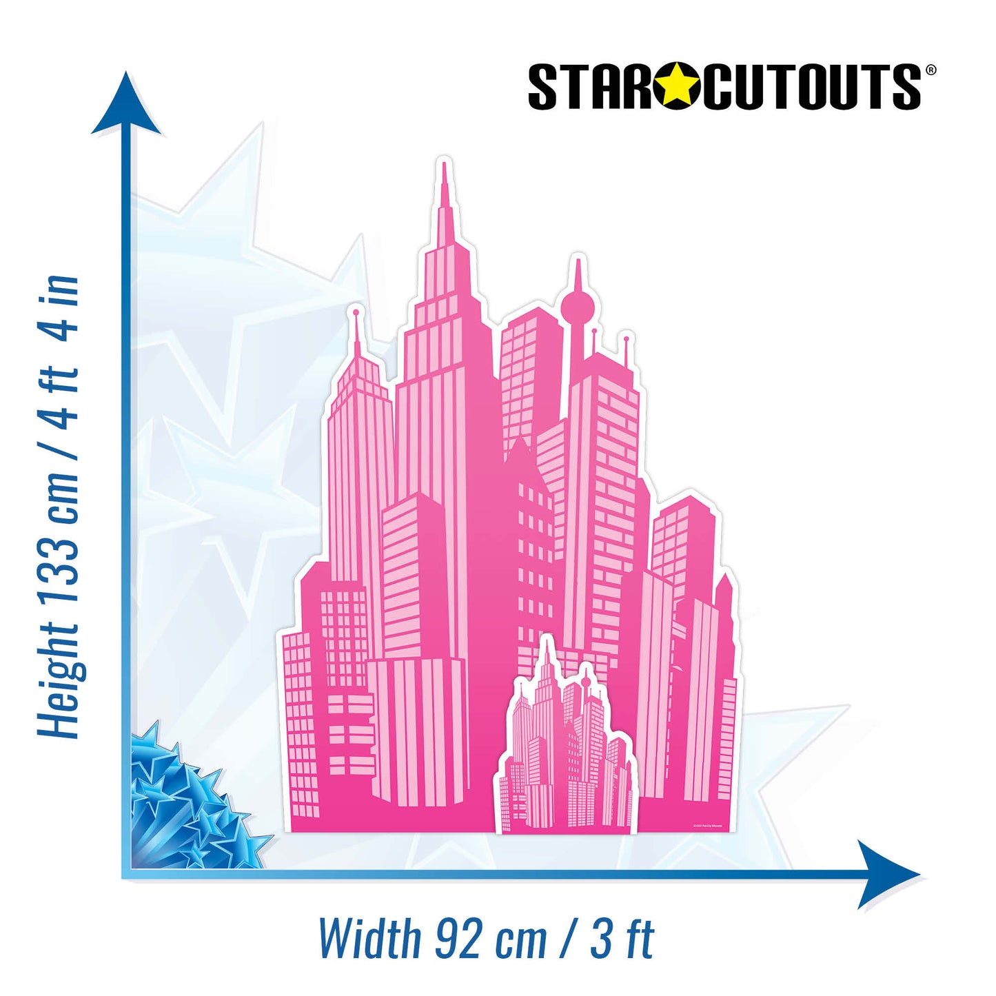 SC4319 Pink City Printed Silhouette Cardboard Cut Out Height 133cm