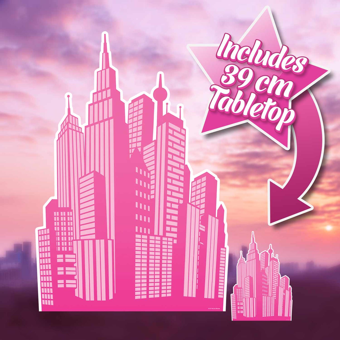 SC4319 Pink City Printed Silhouette Cardboard Cut Out Height 133cm