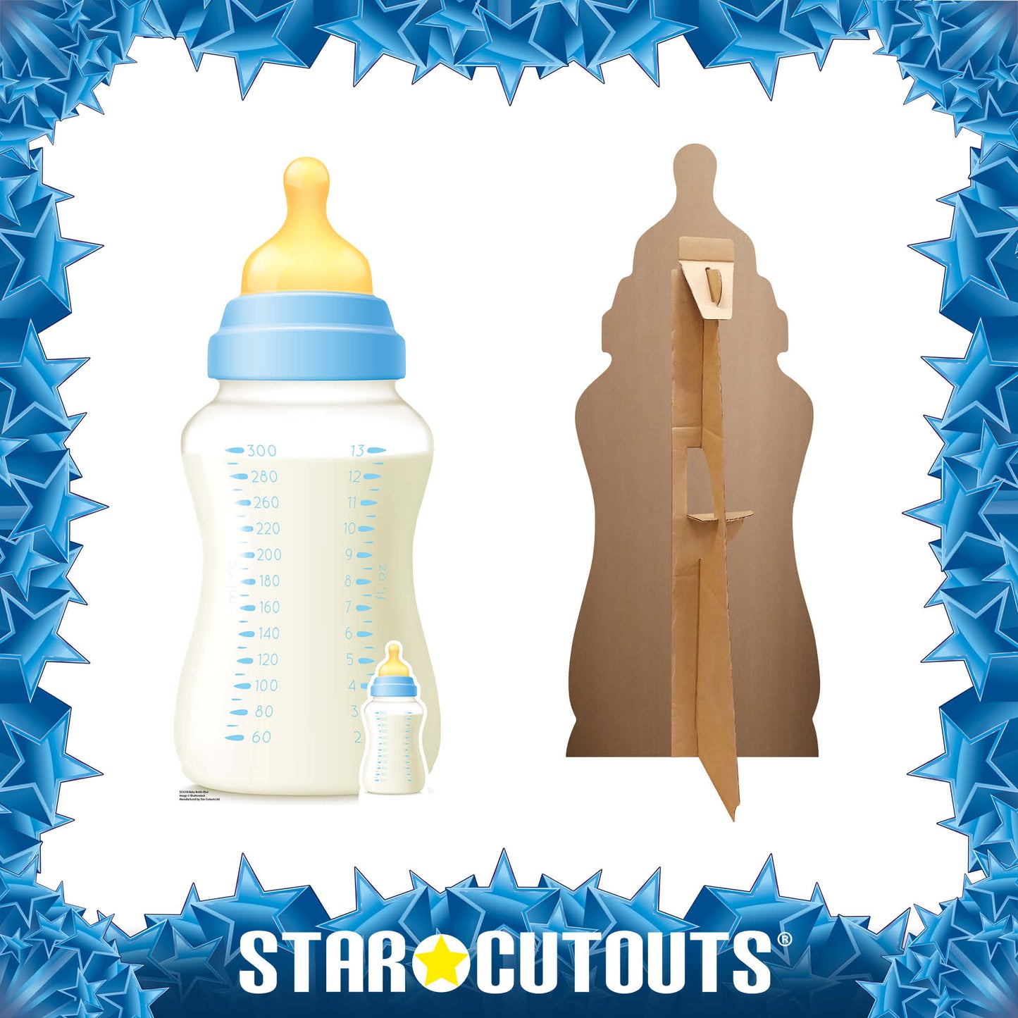 SC4358 Baby Bottle Blue Star Mini Cardboard Cut Out Height 91cm