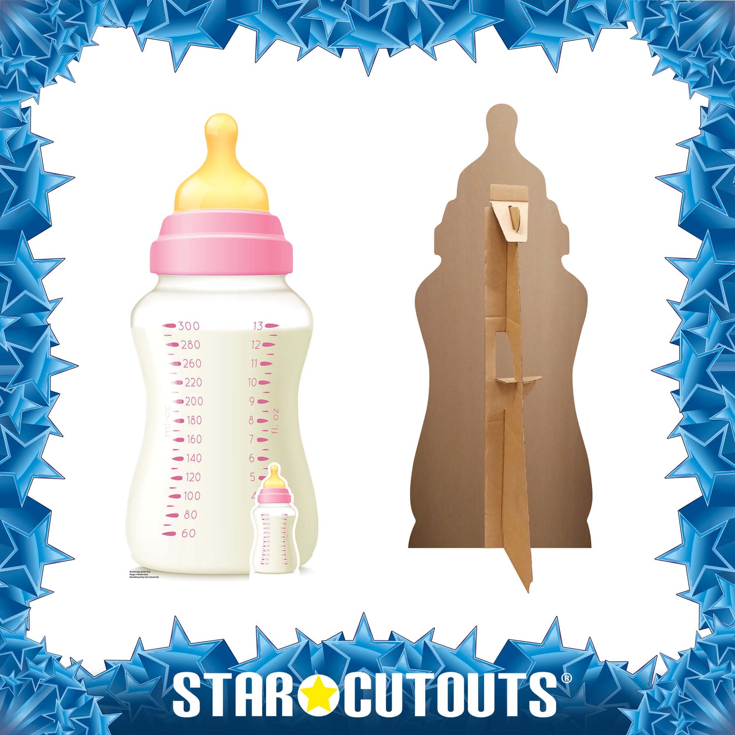 SC4395 Baby Bottle Pink Star Mini Cardboard Cut Out Height 91cm