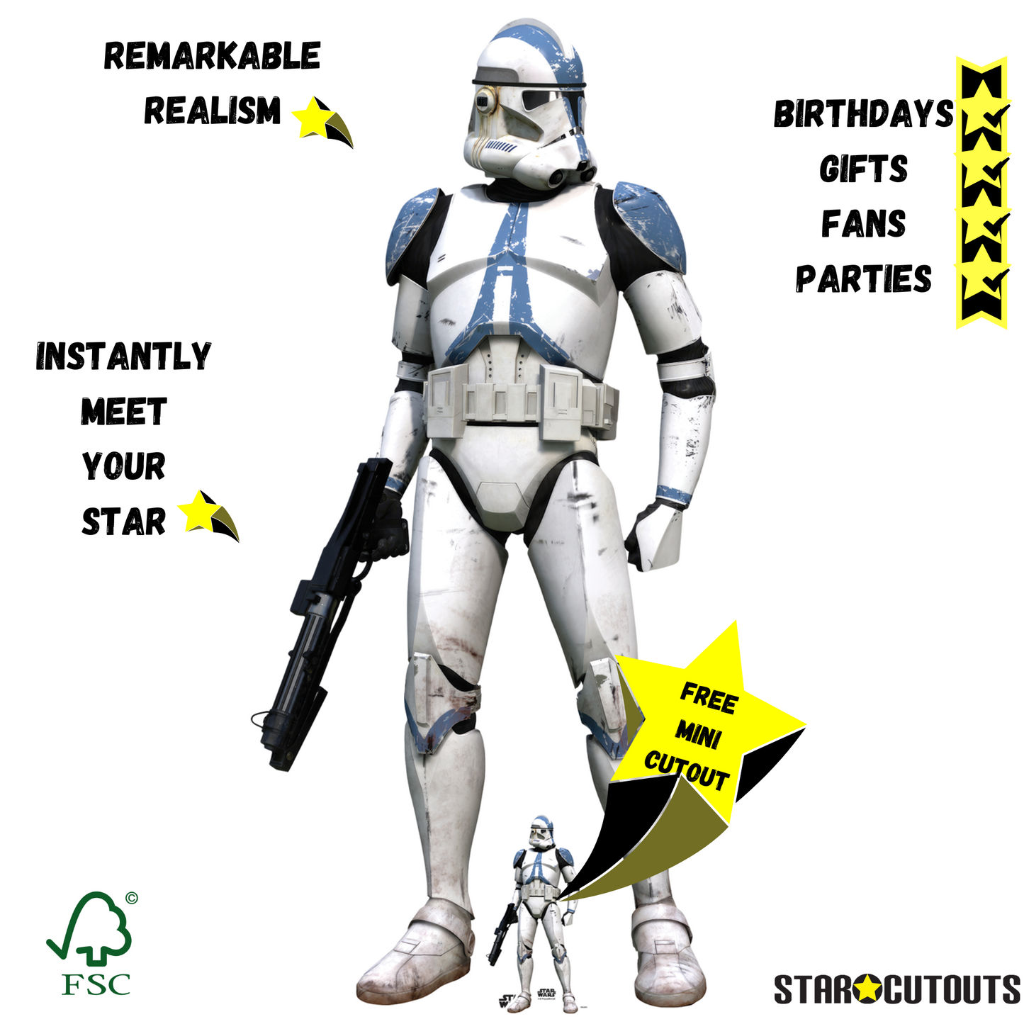 SC4398 501st Clone Trooper Star Wars Cardboard Cut Out Height 186cm