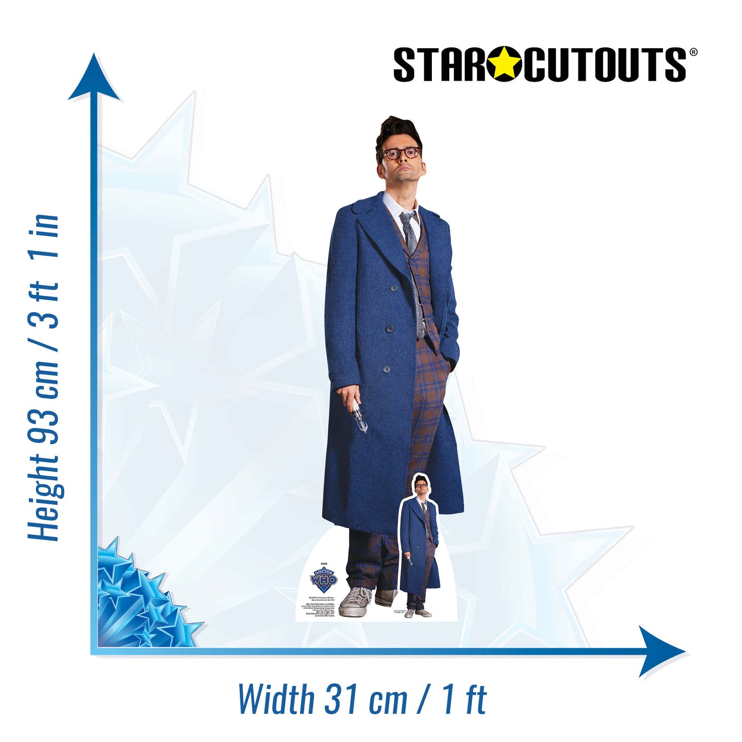 SC4403 14th Doctor Who Sonic Screwdriver Star Mini David Tennant Cardboard Cut Out Height 93cm