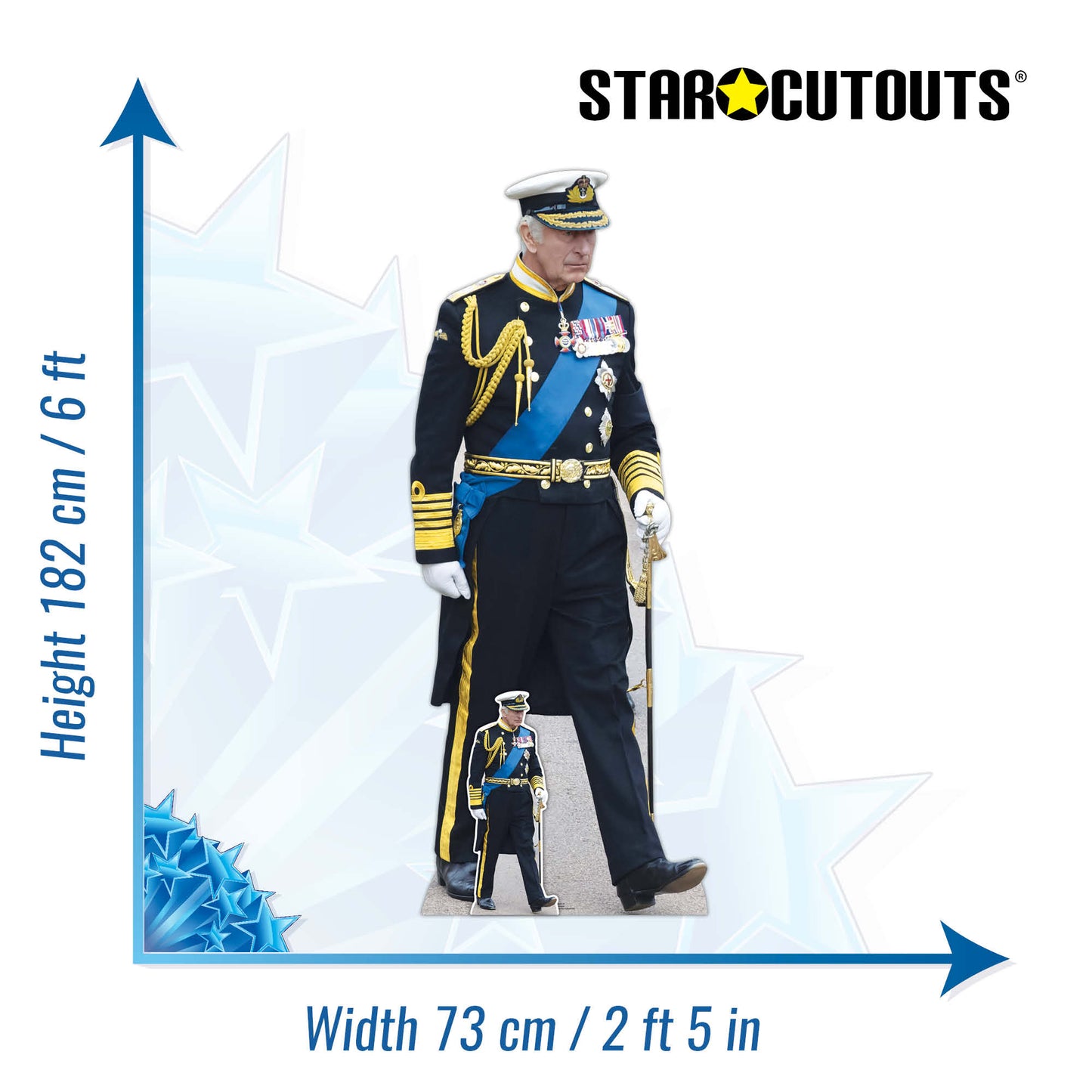 SC4410 King Charles Marching Royal Uniform Cardboard Cut Out Height 182cm