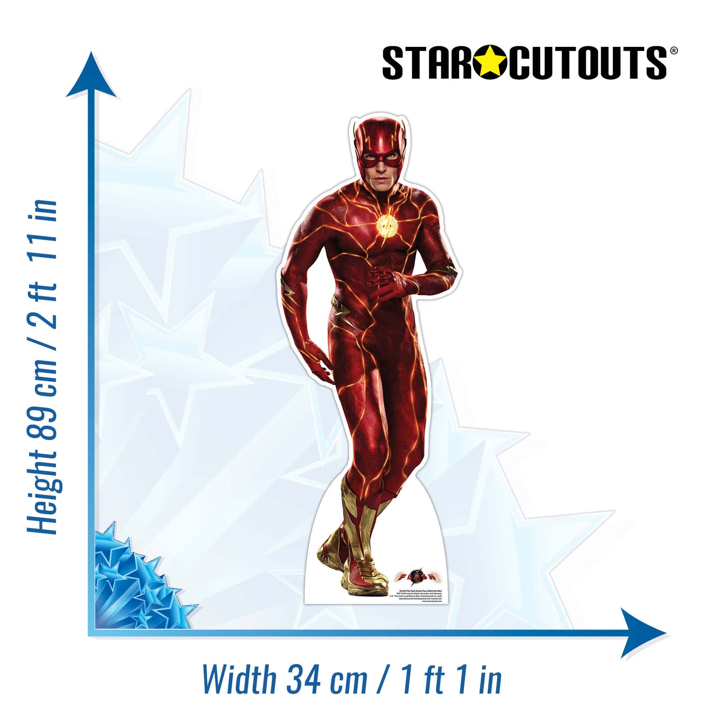 SC4444 The Flash Ezra Miller Action Pose 2023 Star Mini Cardboard Cut Out Height 89cm