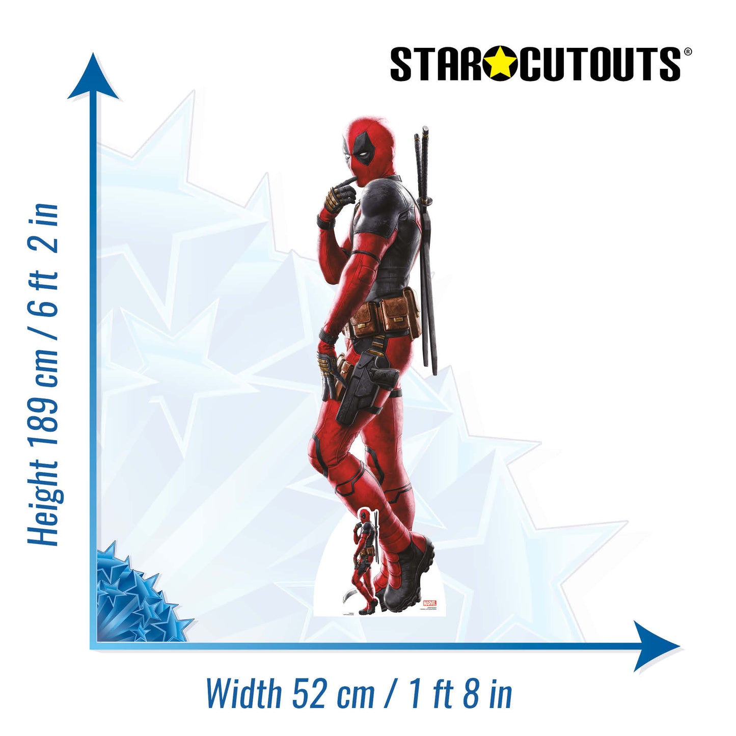 SC4469	Deadpool Ryan Reynolds Cardboard Cutout Height 189cm