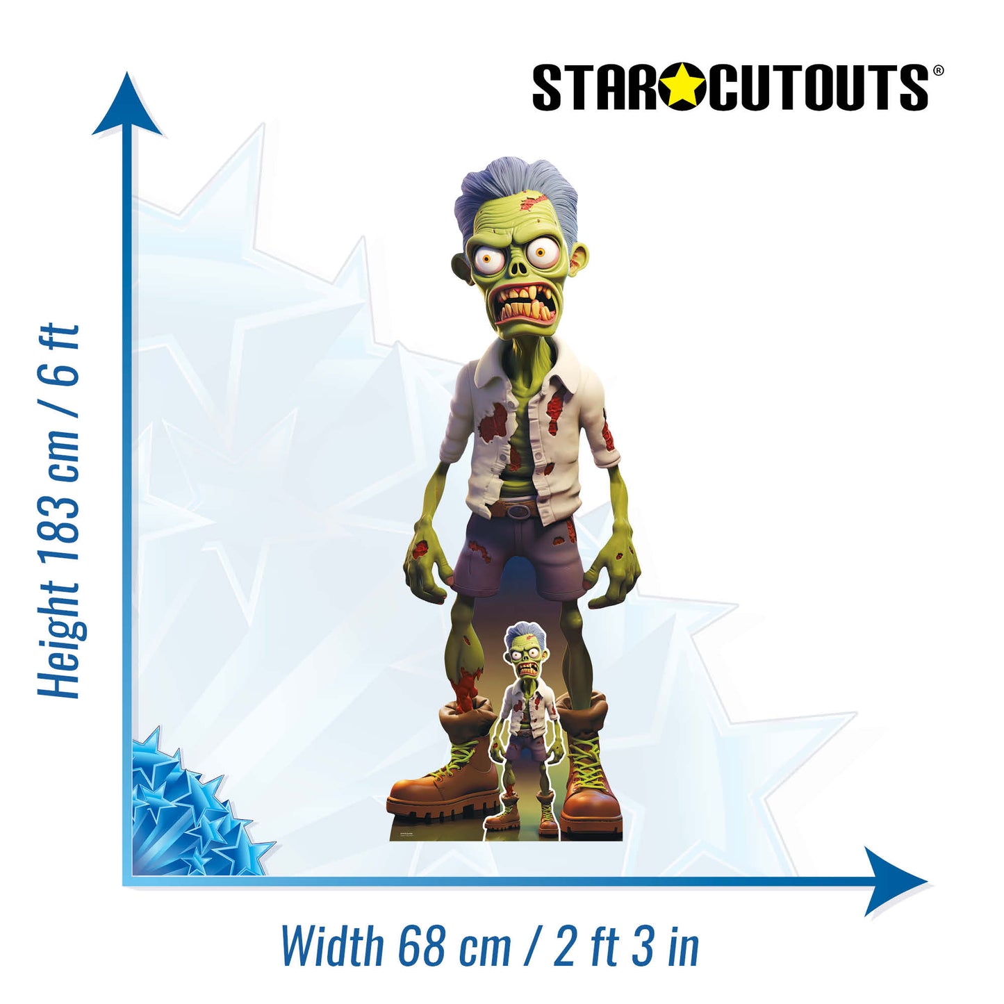 SC4478 Cartoon Zombie Cardboard Cut Out Height 183cm