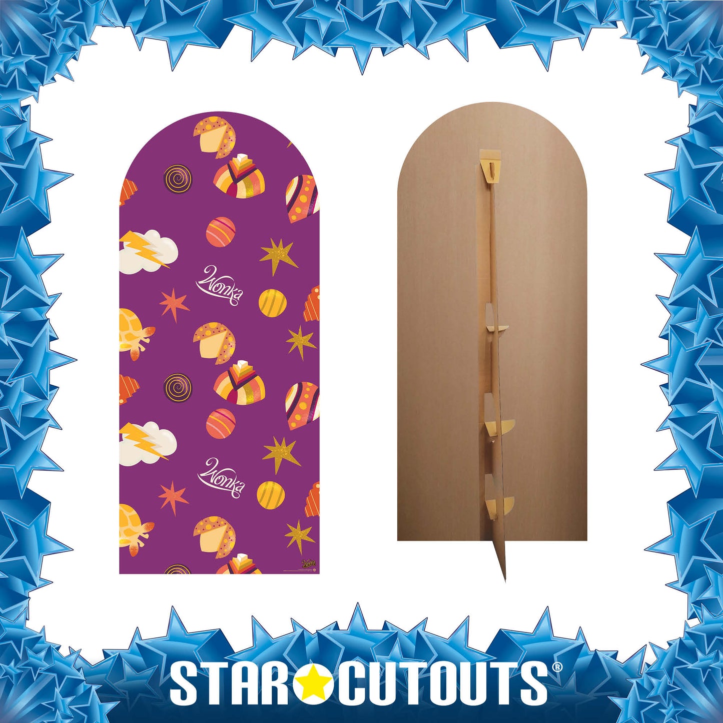 SC4493 Wonka Purple Sweets & Stars Backdrop Single Cardboard Cut Out Height 185cm