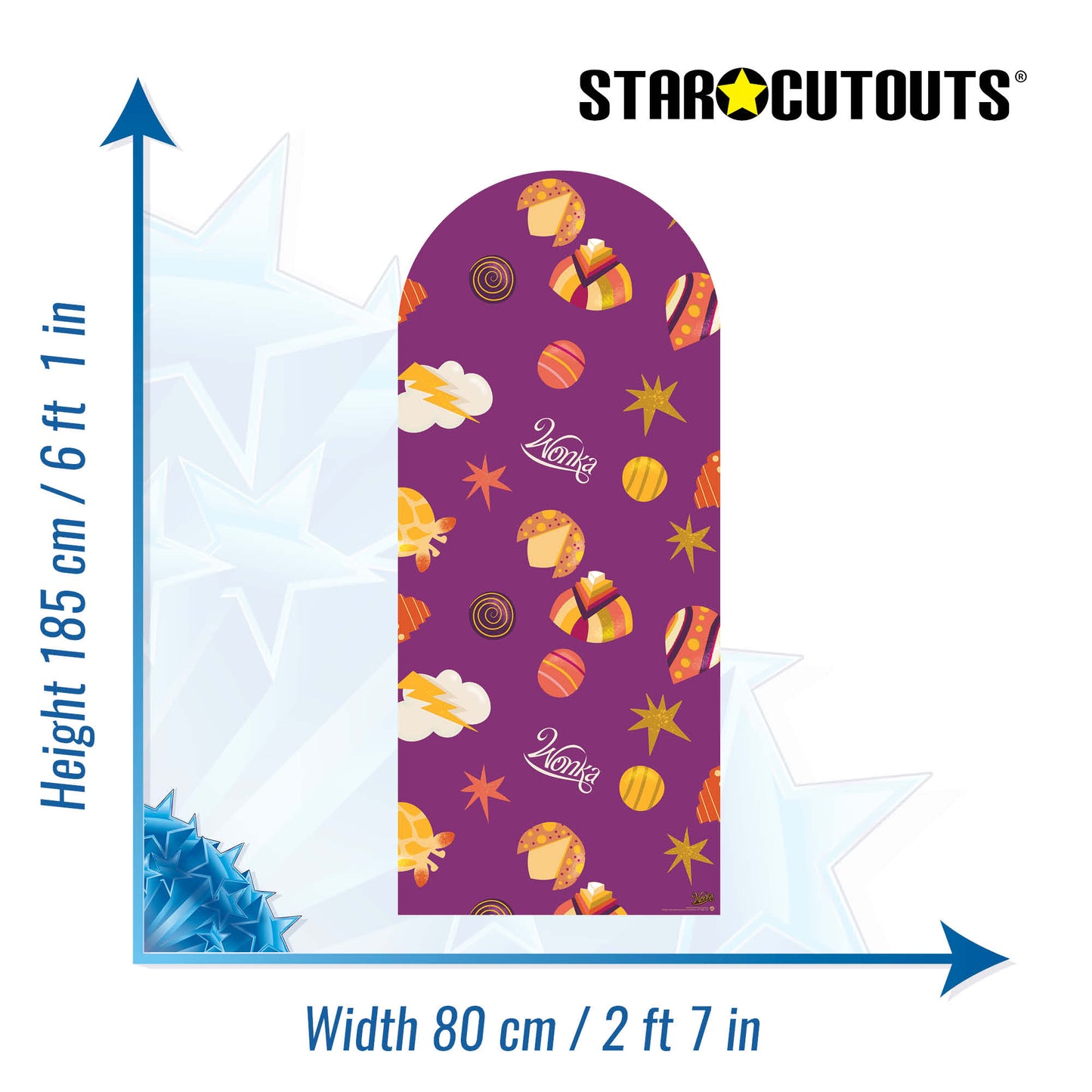 SC4493 Wonka Purple Sweets & Stars Backdrop Single Cardboard Cut Out Height 185cm