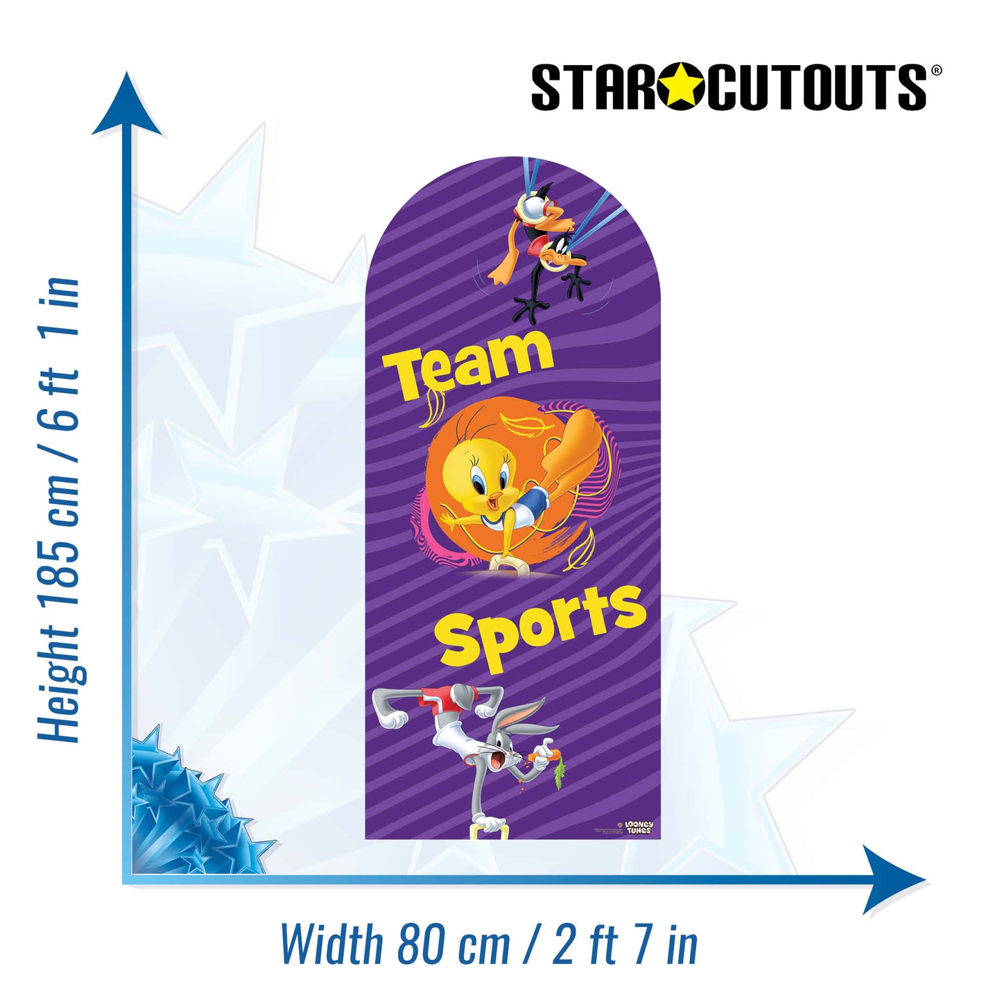 SC4504 Looney Tunes Team Sports Backdrop Single Cardboard Cut Out Height 185cm