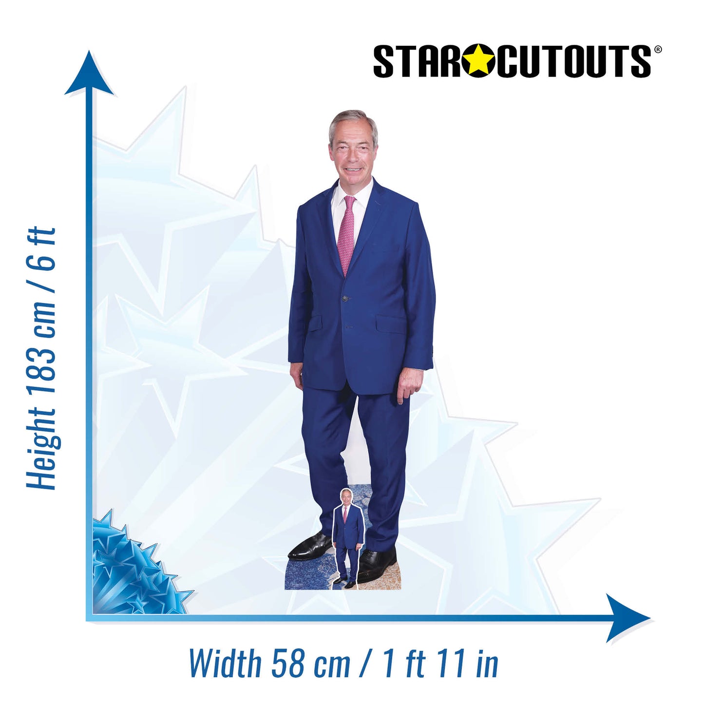 SC4511 Nigel Farage Pink Tie -  Cardboard Cut Out Height 183cm