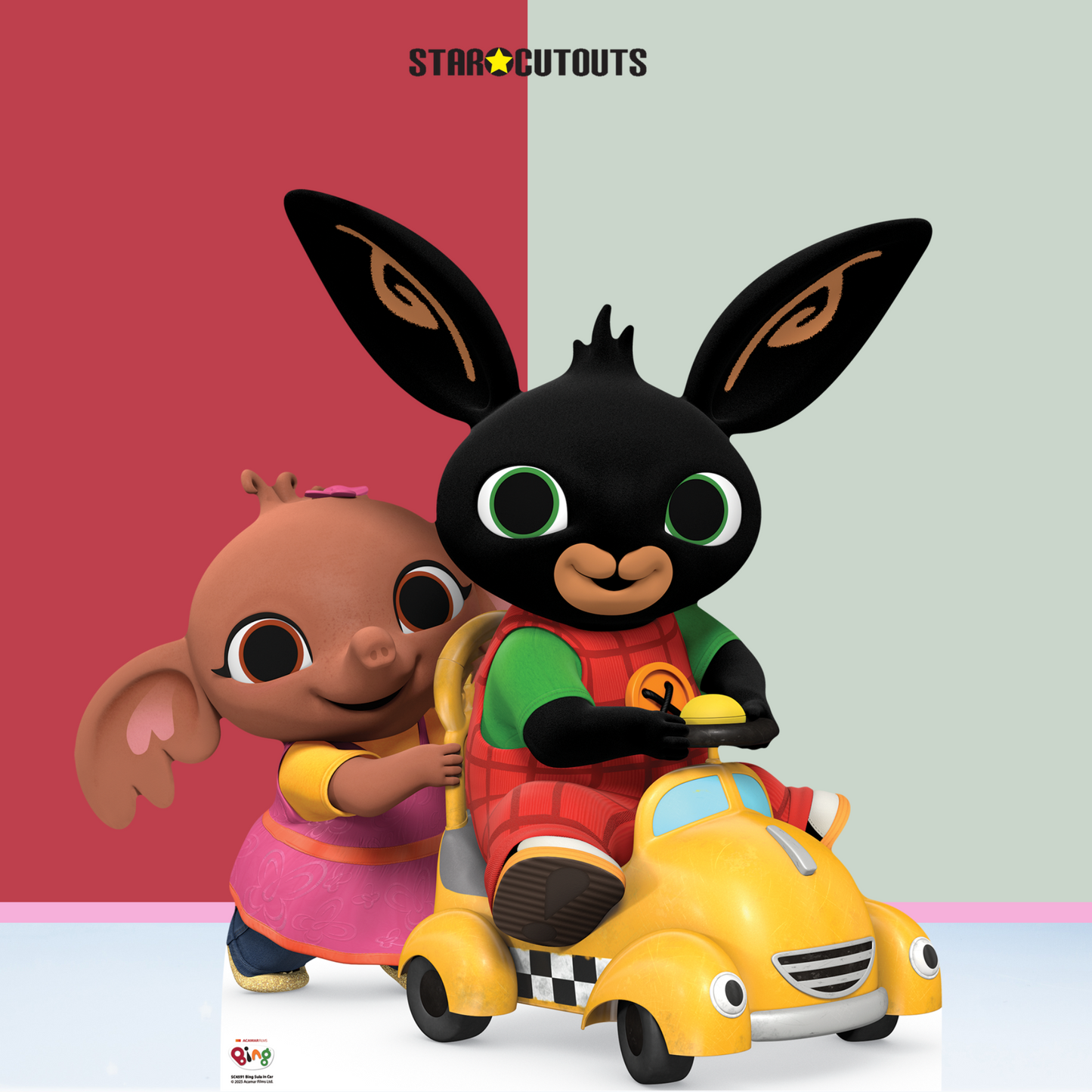 SC4591 Bing  Bunny & Sula In Car Cardboard Cut Out Height 96cm